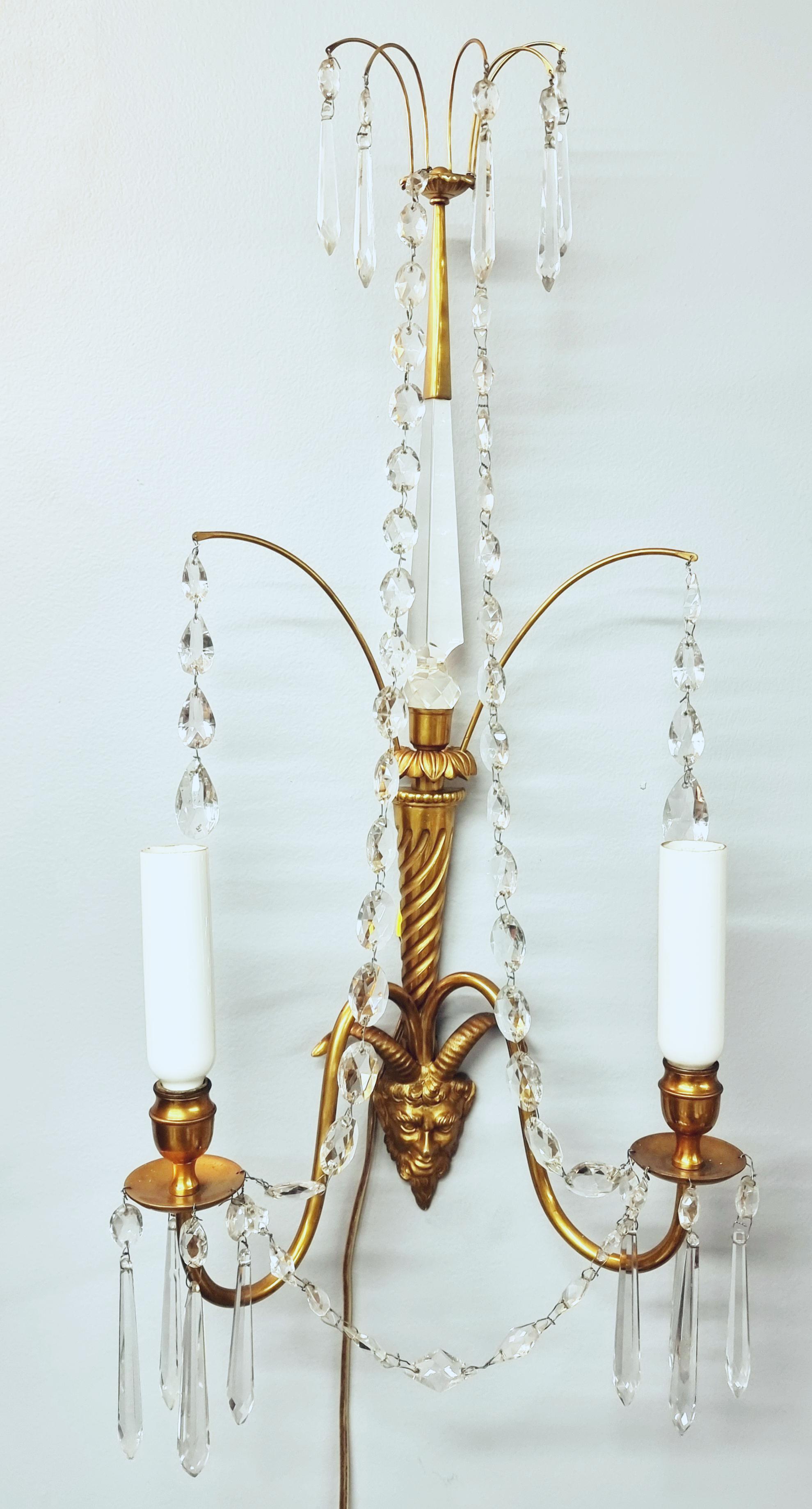 Pair of Baltic Gilt Satyr Faun Head Wall Sconces, Late 19th / Early 20th Century For Sale 7