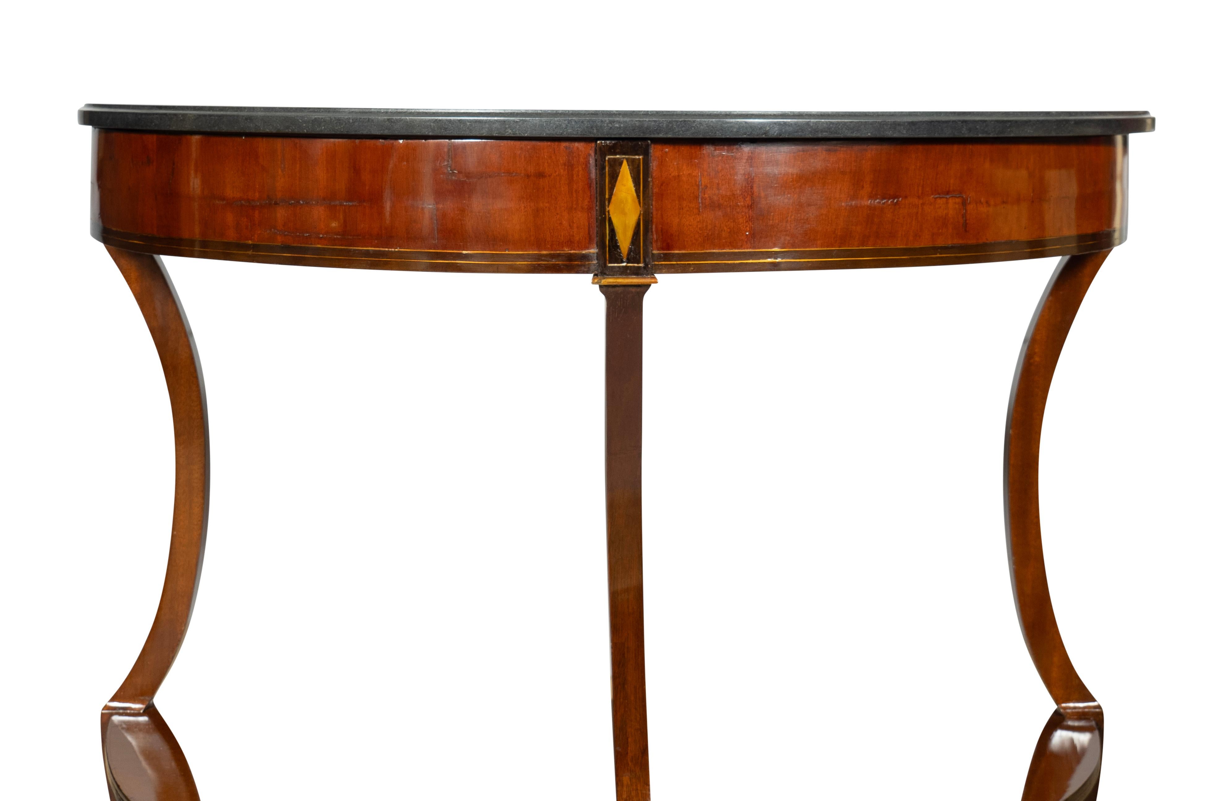 Neoclassical Pair Of Baltic Mahogany And Brass Mounted Console Tables For Sale