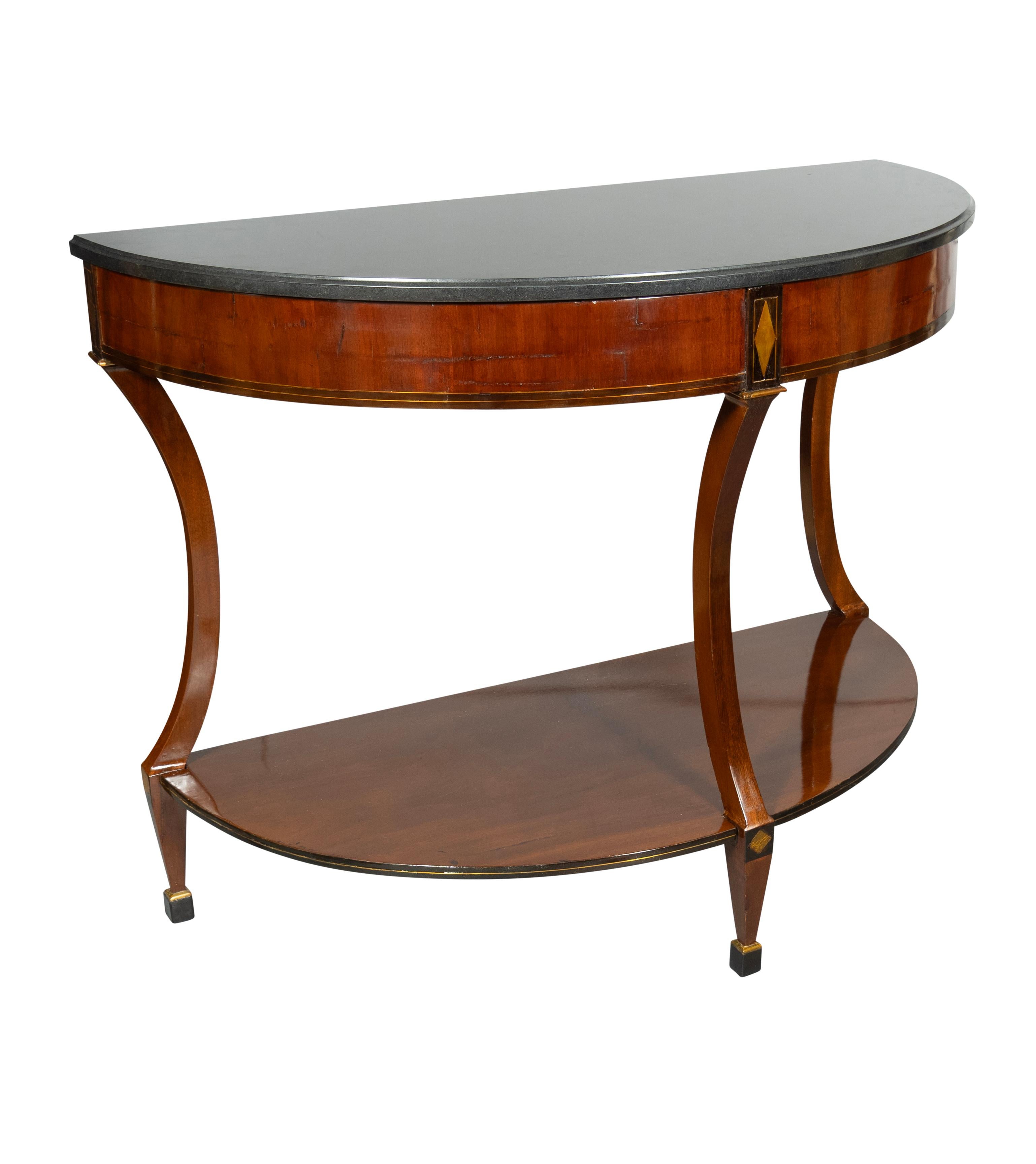 Early 19th Century Pair Of Baltic Mahogany And Brass Mounted Console Tables For Sale