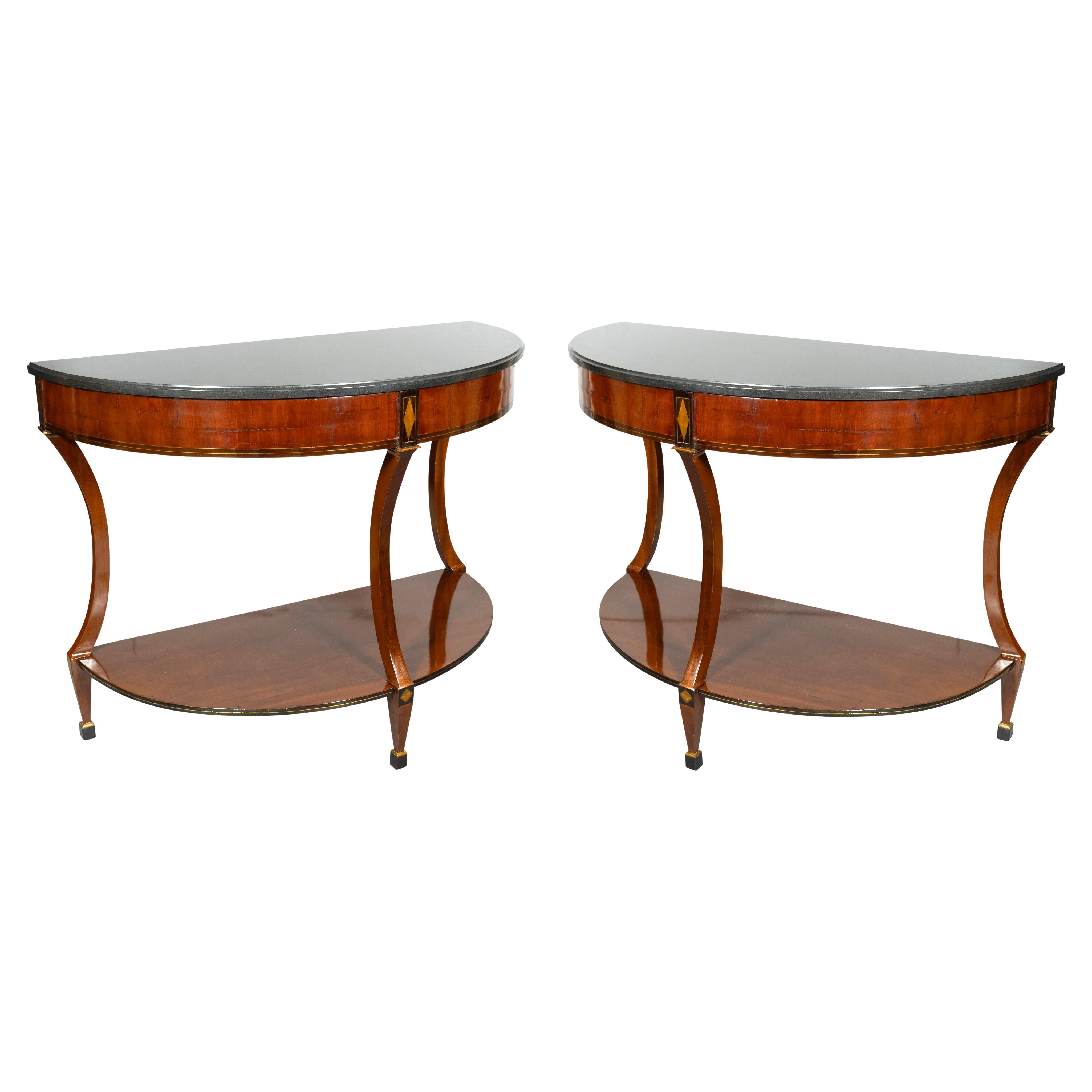 Pair Of Baltic Mahogany And Brass Mounted Console Tables
