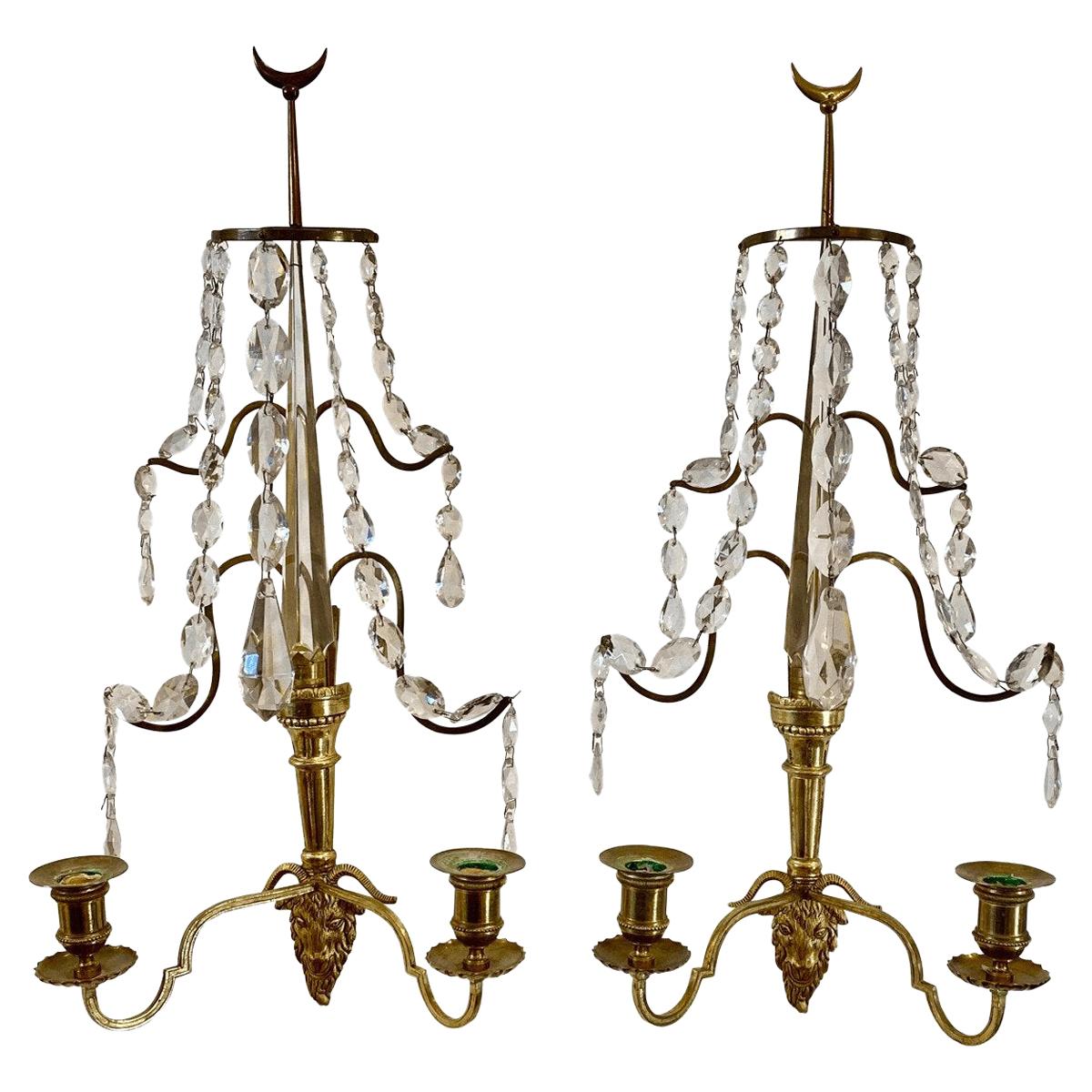 Pair of Baltic or Russian Fire Gilt Bronze Two-Arm Wall Sconces, circa 1810