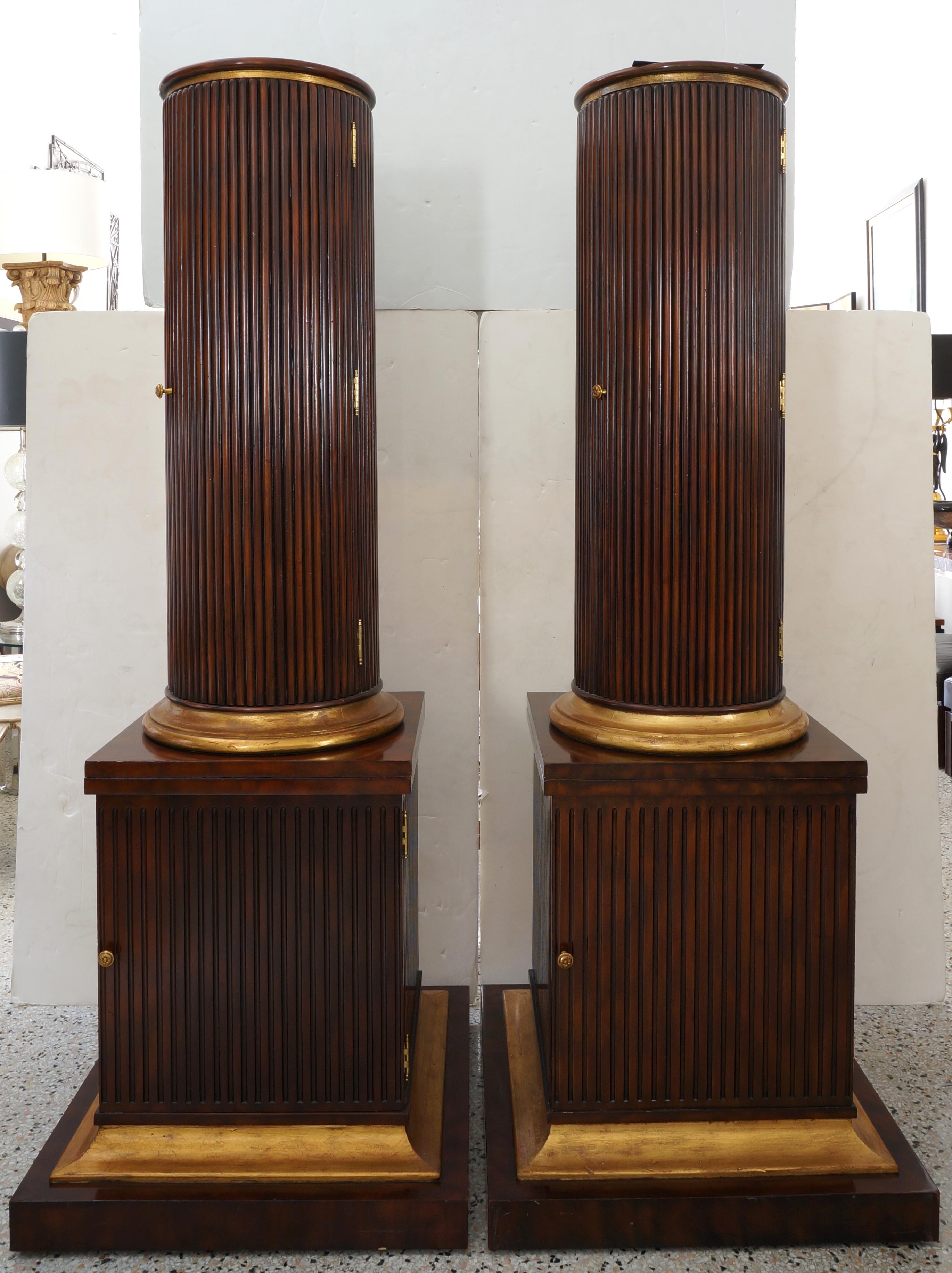 This stylish and chic pair of baltic Regency style cabinets date to the 1980s and will make a definite statement with their scale, form and finishes.

Note: Diameter of the top of the column is 14.75