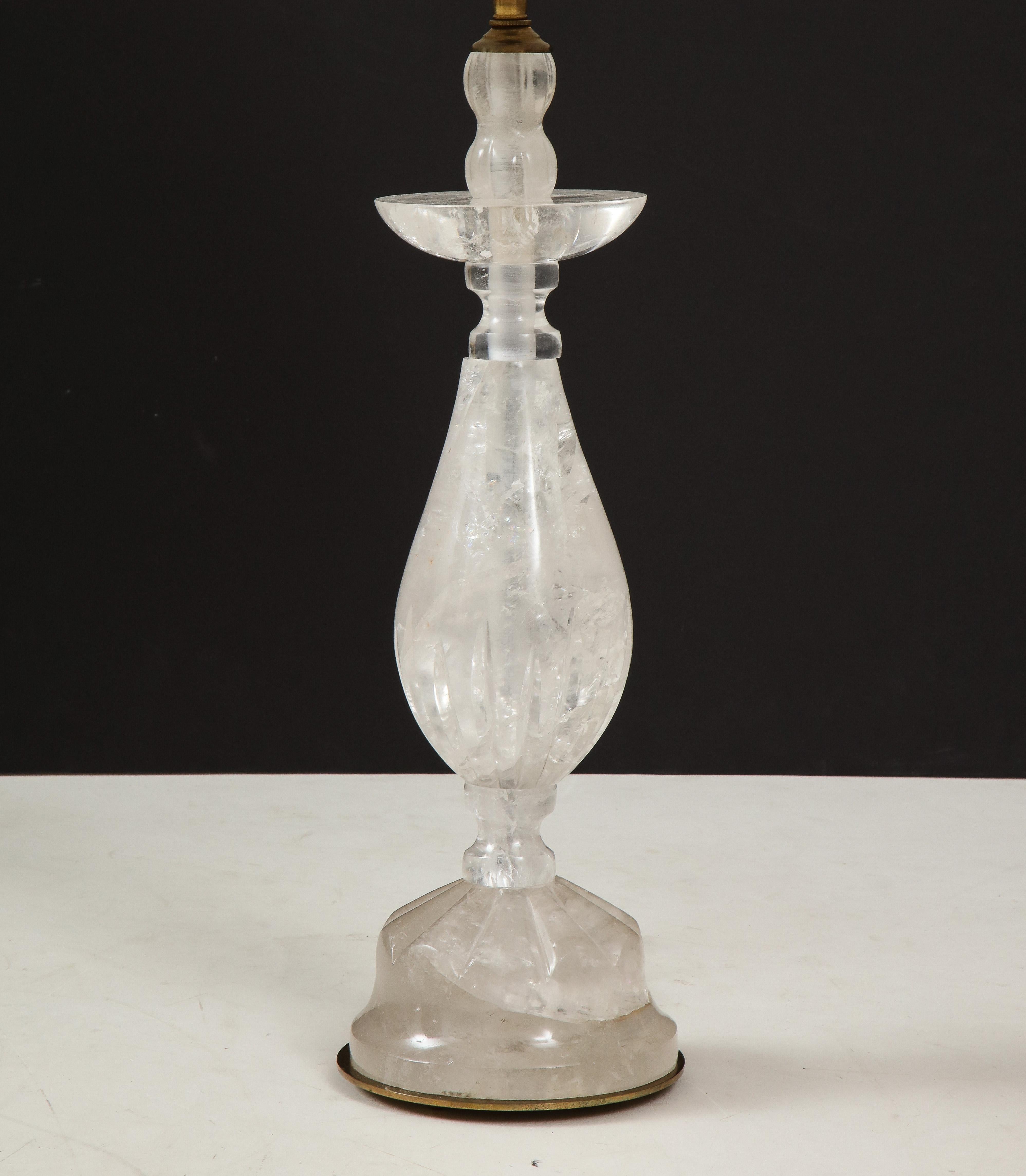 Classical Greek Pair of Baluster Form Rock Crystal Lamps