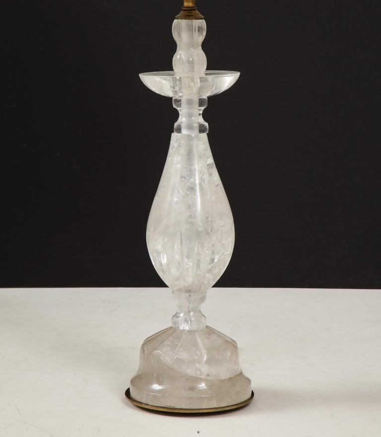 Classical Greek Pair of Baluster Form Rock Crystal Lamps For Sale