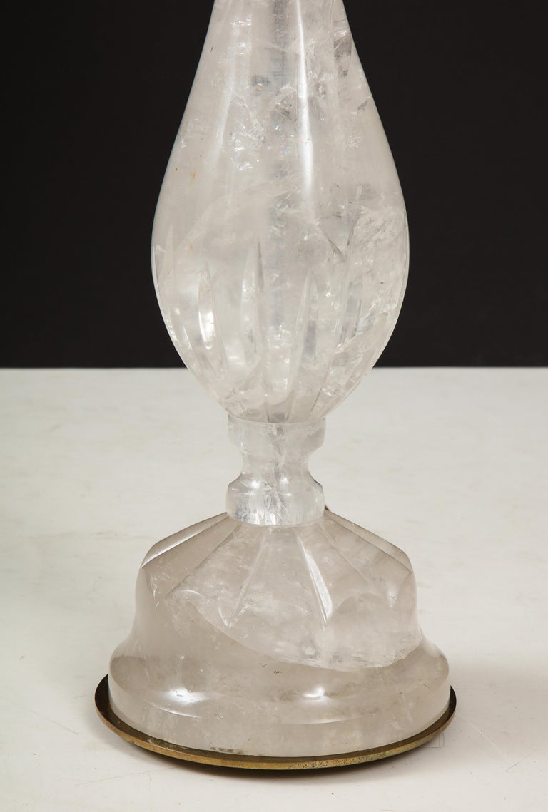 Unknown Pair of Baluster Form Rock Crystal Lamps For Sale