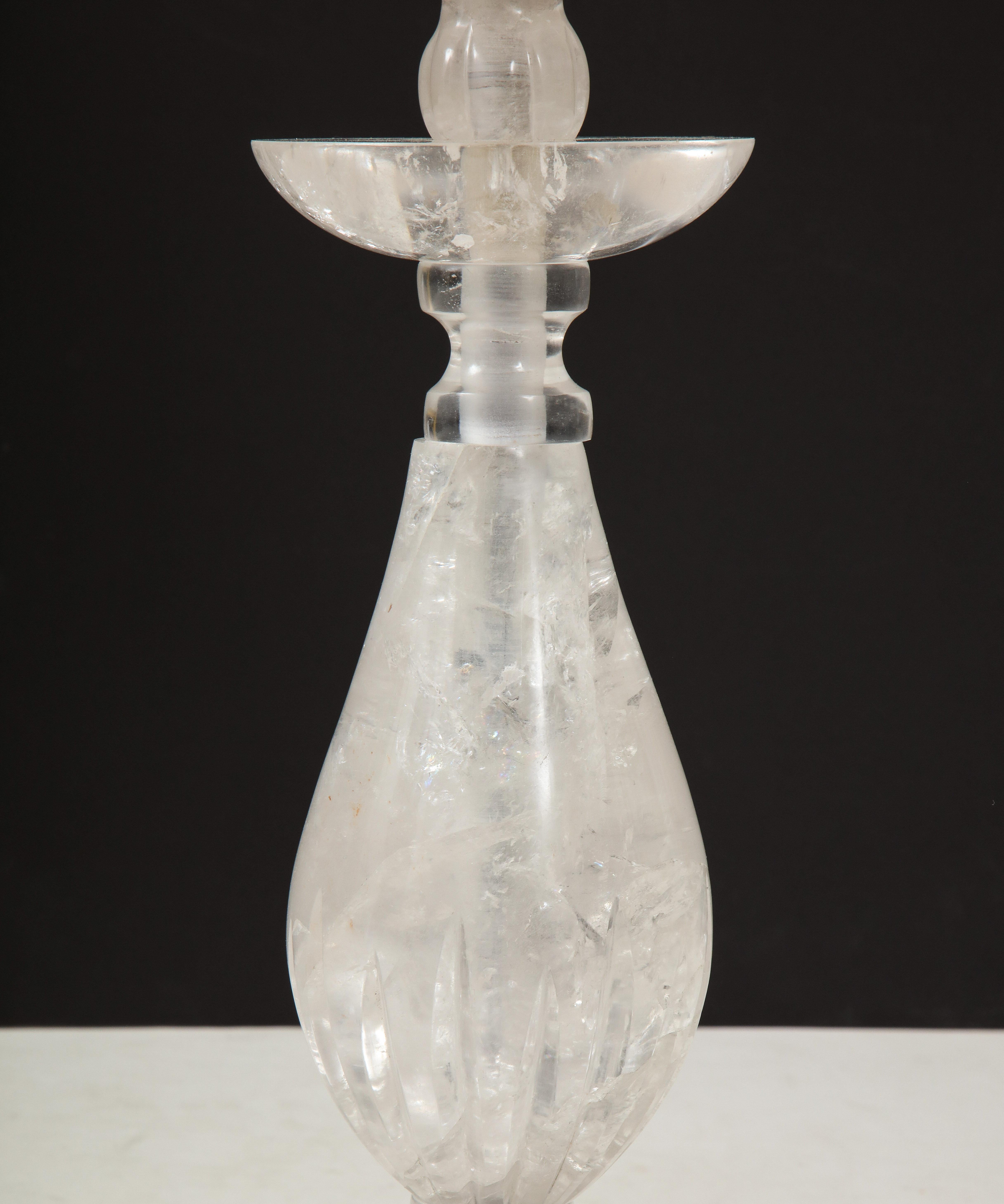 Pair of Baluster Form Rock Crystal Lamps In Good Condition In New York, NY