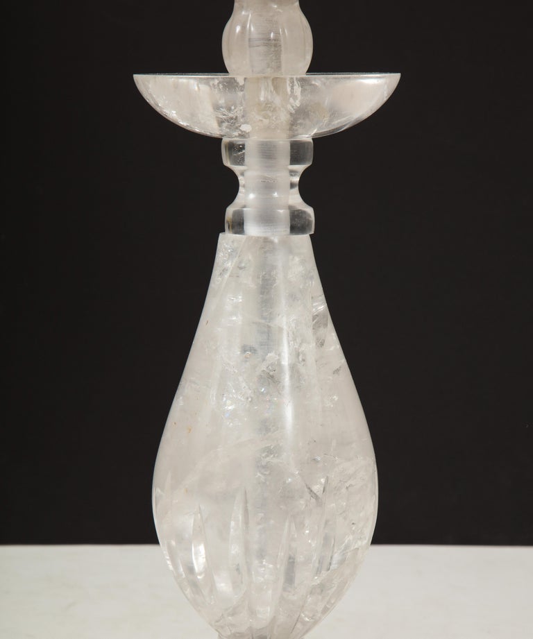 Pair of Baluster Form Rock Crystal Lamps In Good Condition For Sale In New York, NY