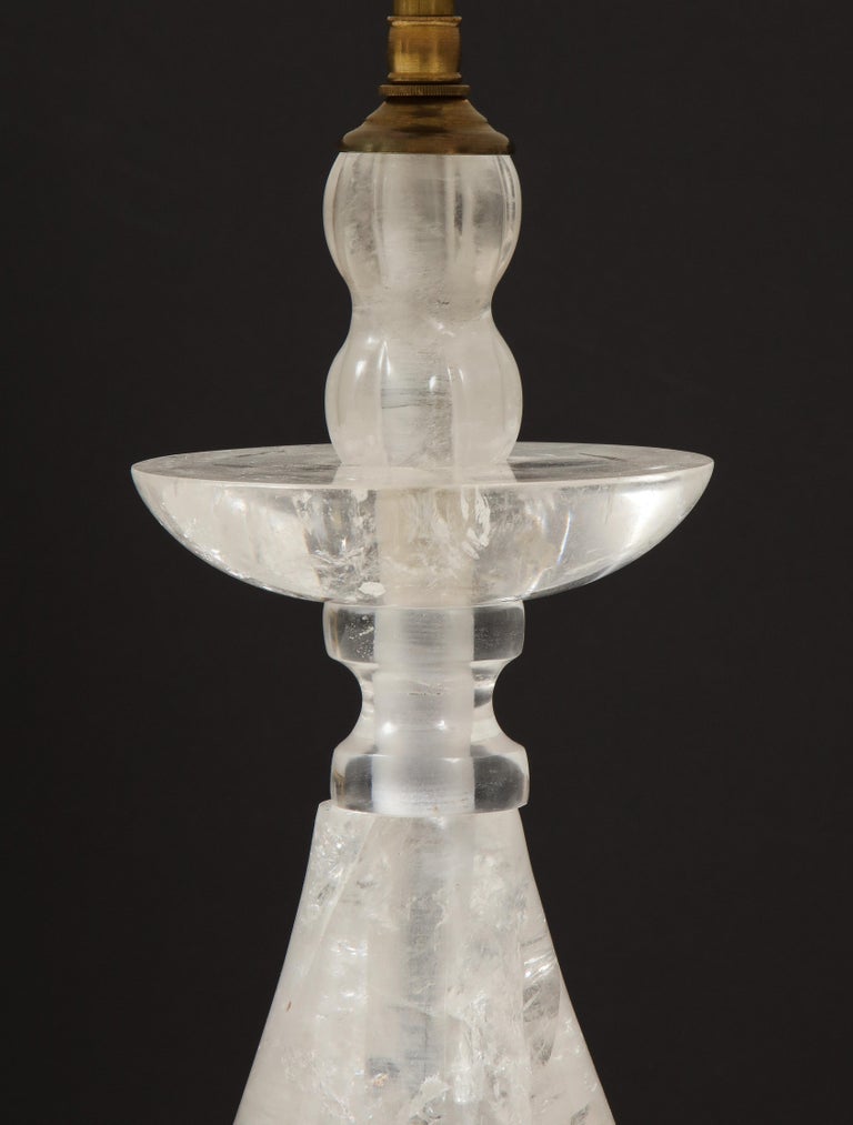 Late 20th Century Pair of Baluster Form Rock Crystal Lamps For Sale