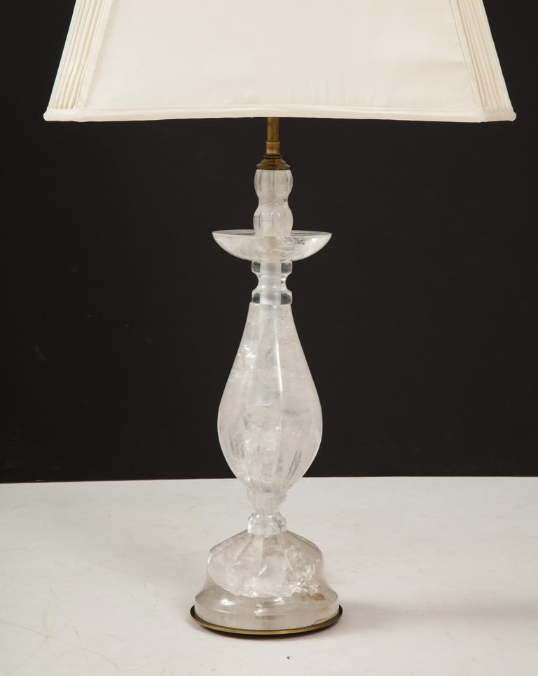 Pair of Baluster Form Rock Crystal Lamps For Sale 2