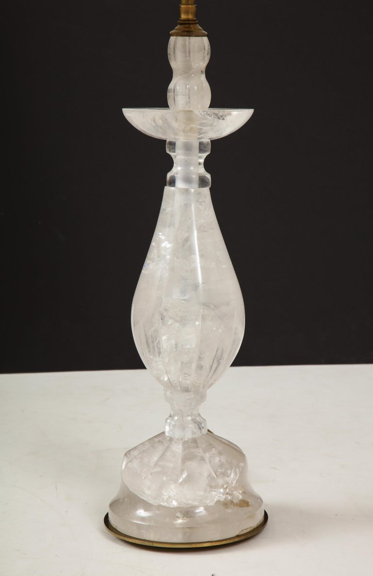 Pair of Baluster Form Rock Crystal Lamps For Sale 3