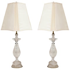 Pair of Baluster Form Rock Crystal Lamps