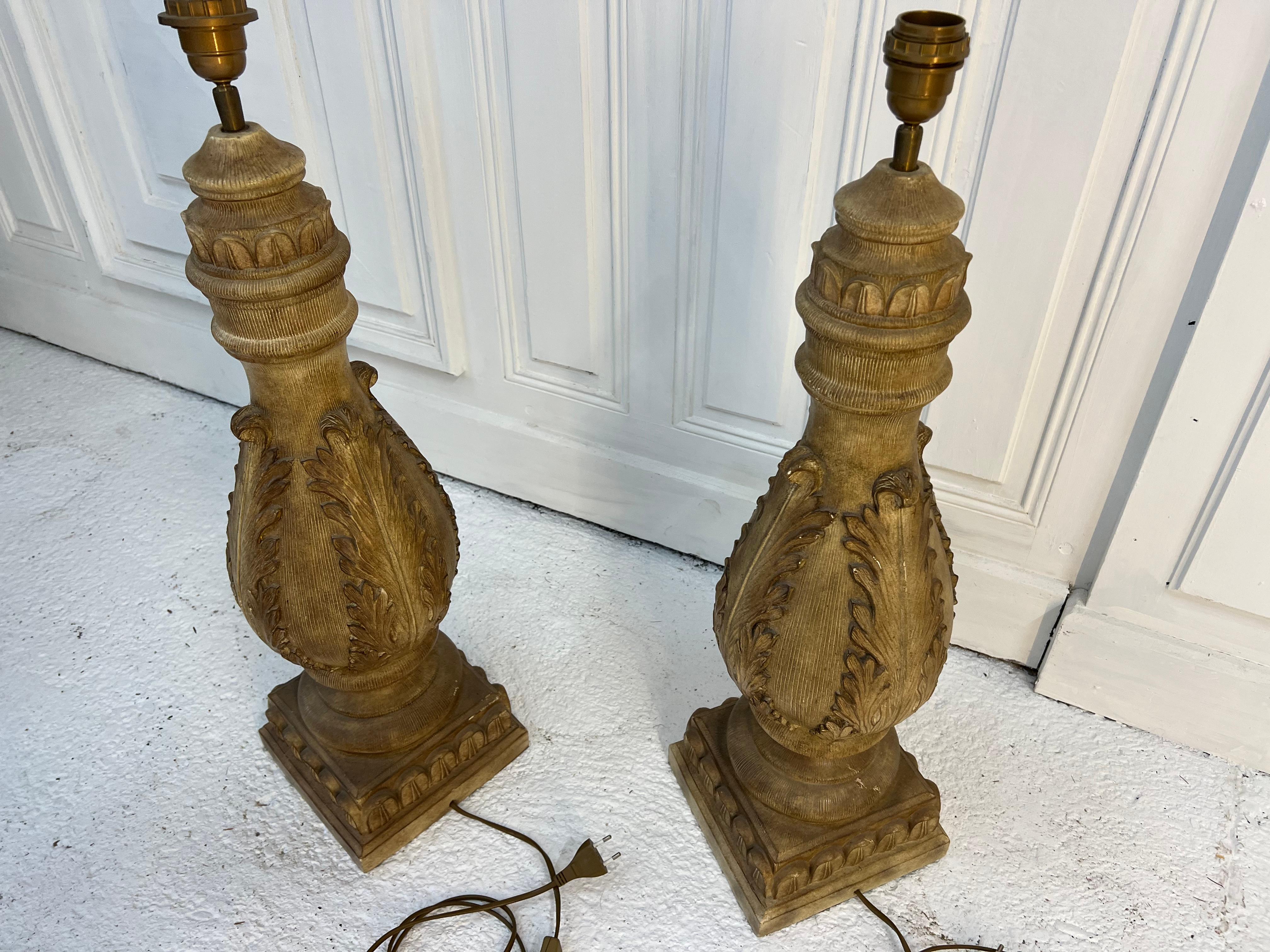 Brass Pair of Baluster Lamps Napoleon 3 For Sale