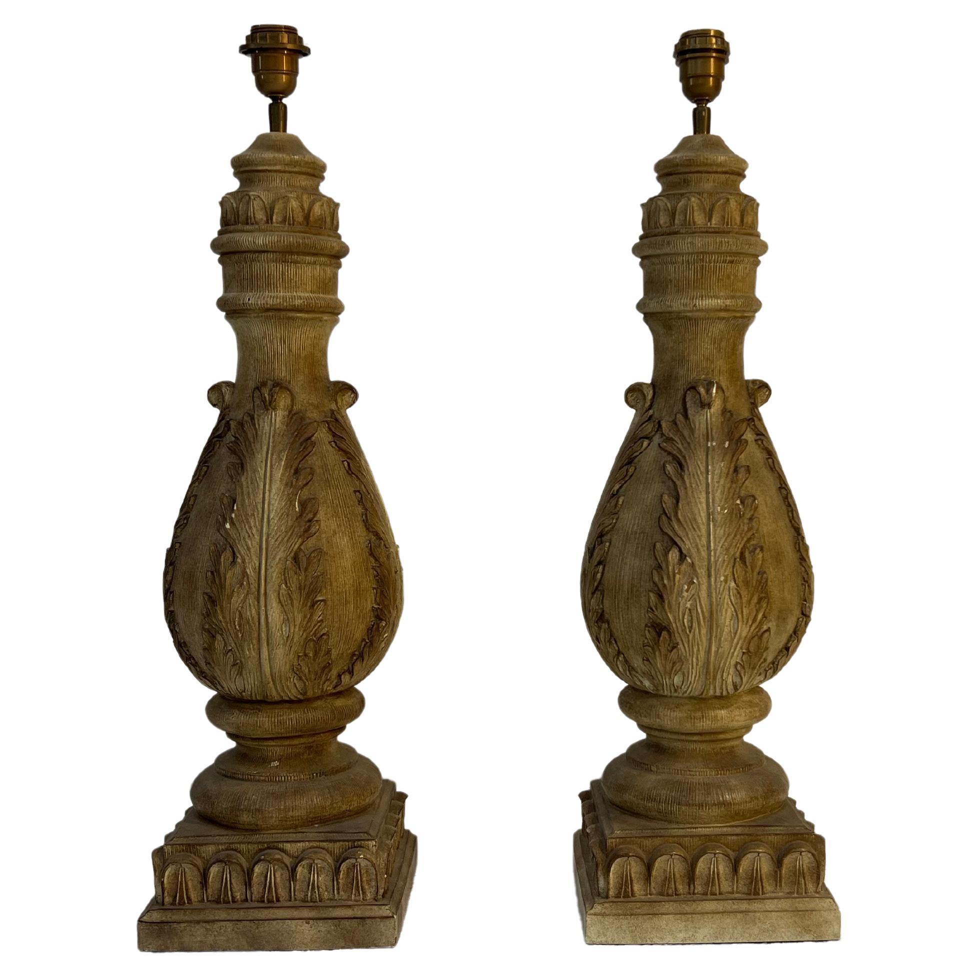 Paire de lampes à balustre Napoléon 3  en vente