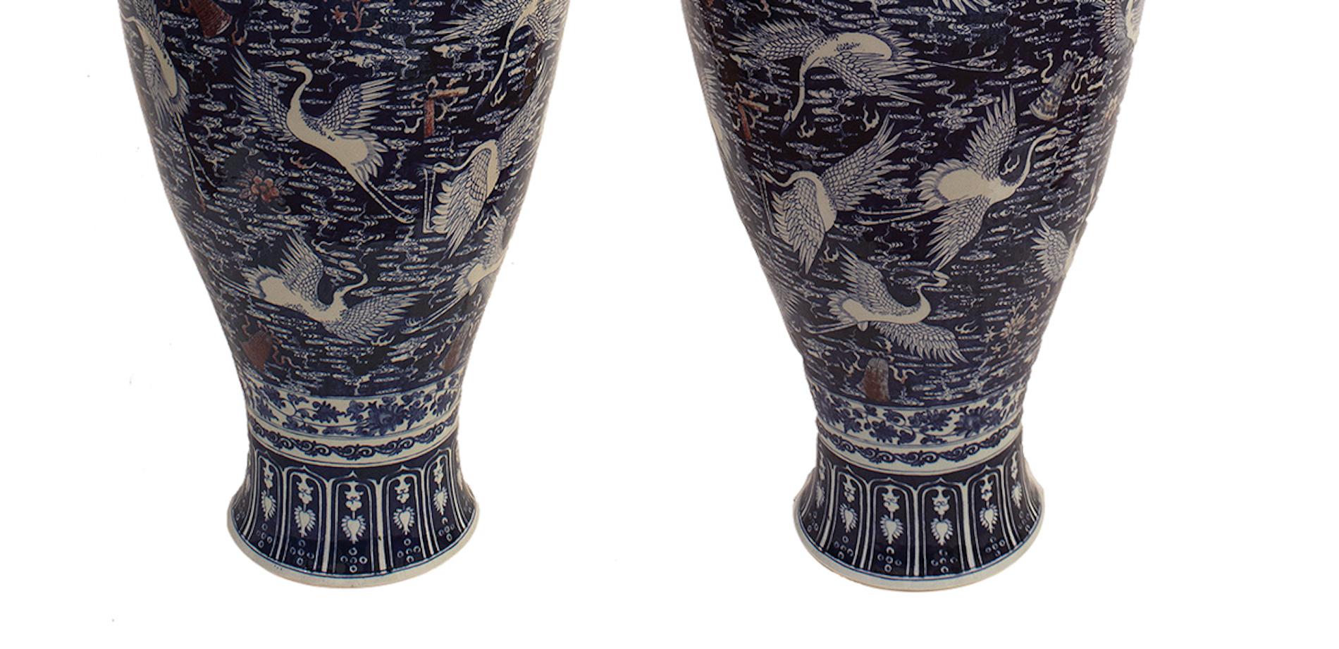 Contemporary Pair of Baluster Meiping Vases, China, 21st Century