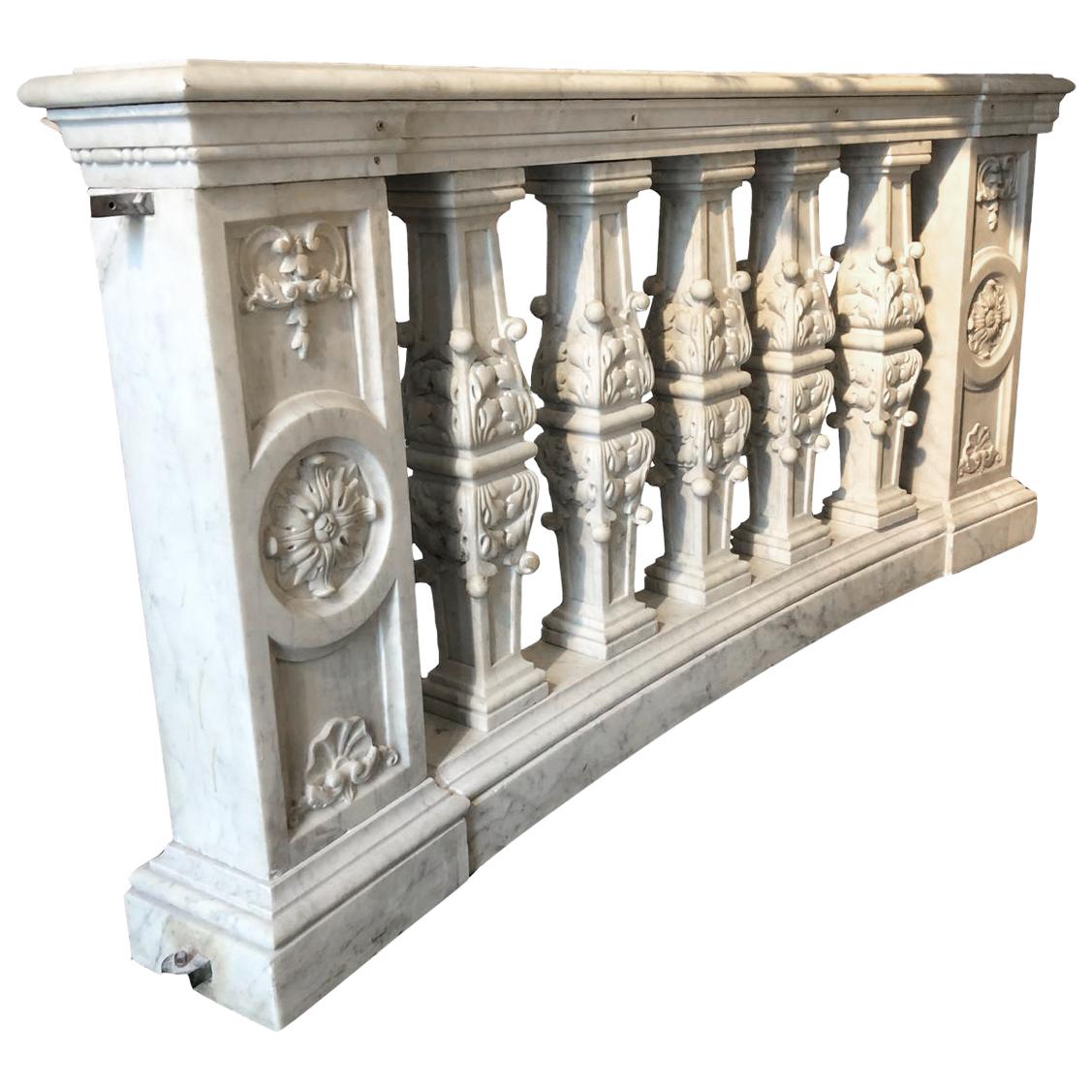 Pair of Balustrades in Carrara Marble, France Late 18th Century