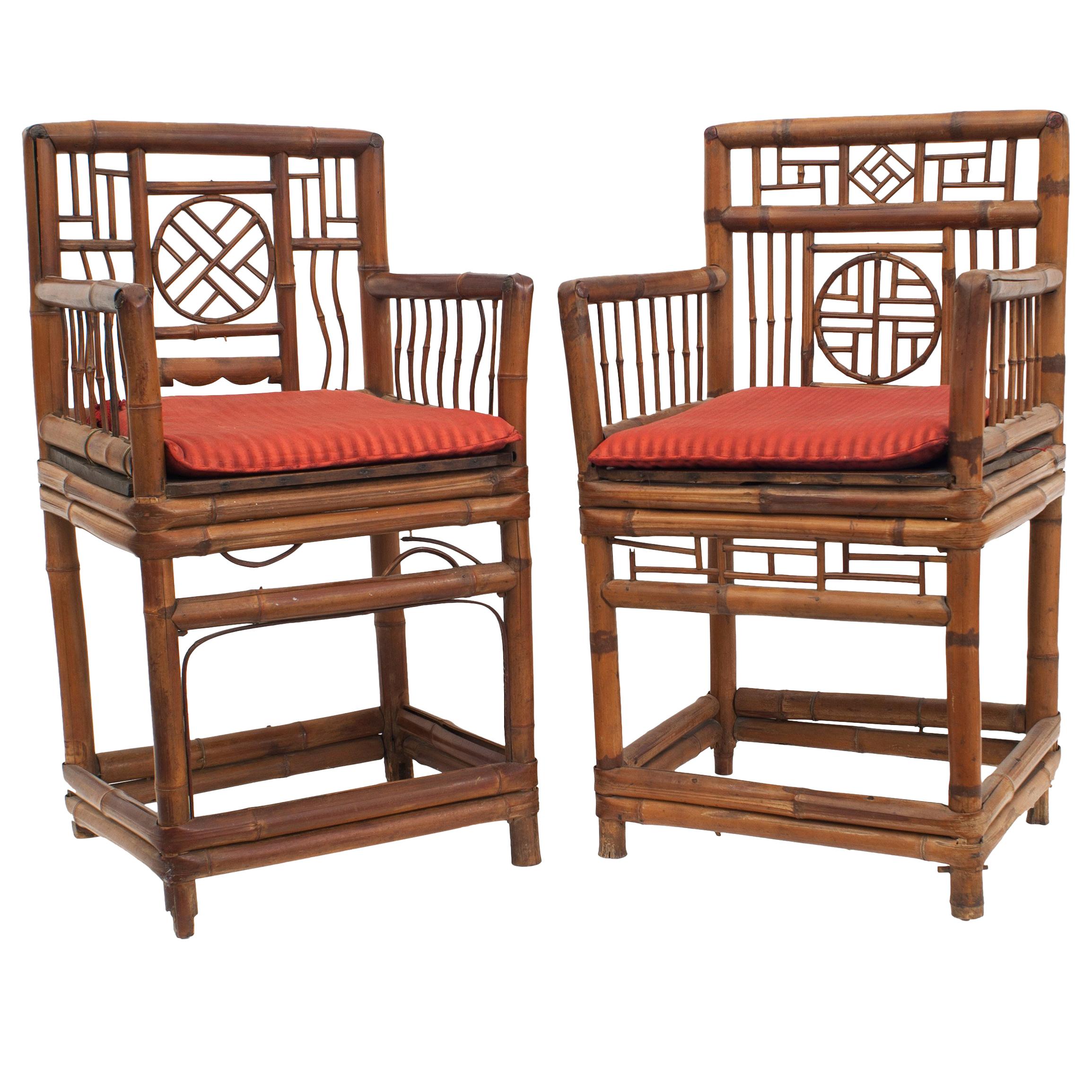 Pair of Bamboo ‘20th Century’ Armchairs