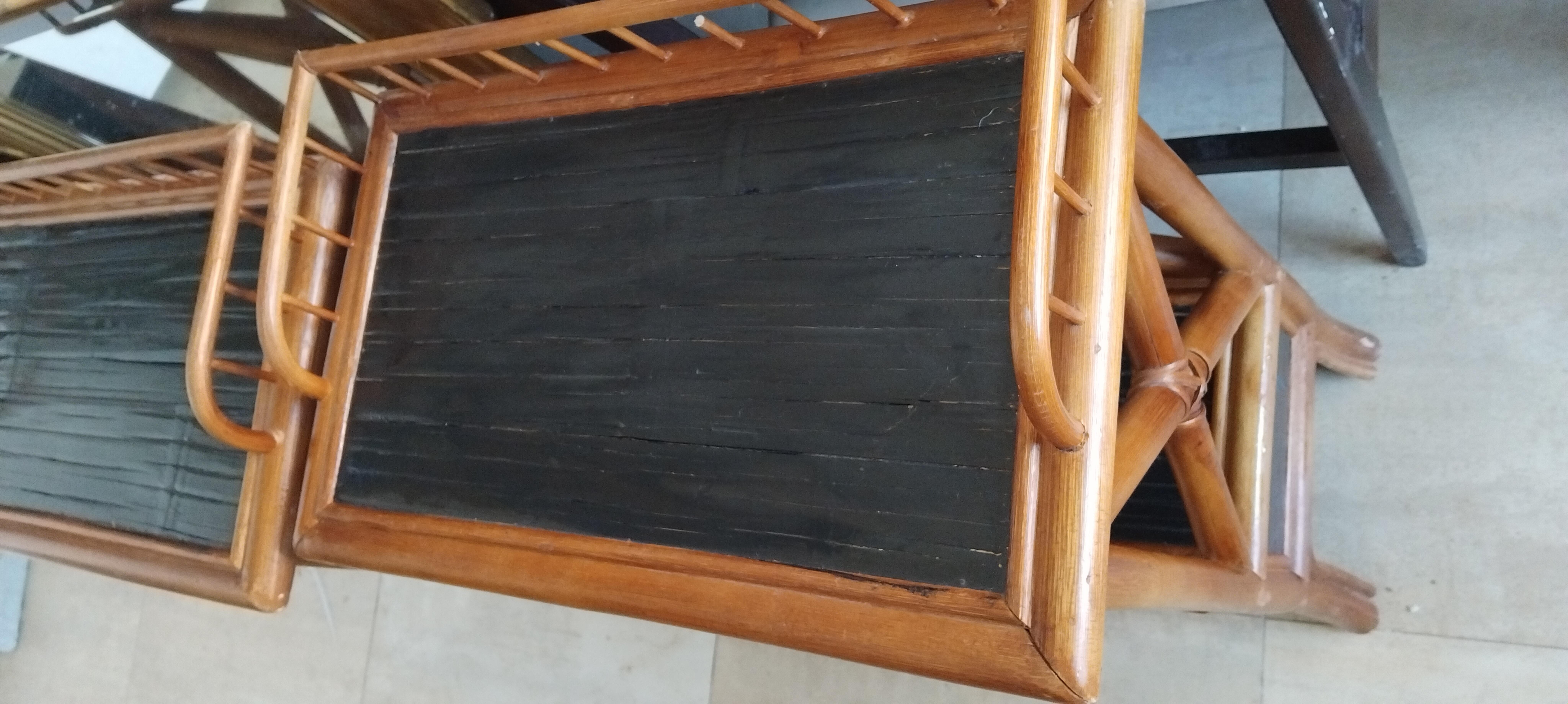Paire de bambou  Tables hautes 80 cm  Tables de nuit   Très grand  Un tiroir, années 1950/70 en vente 2