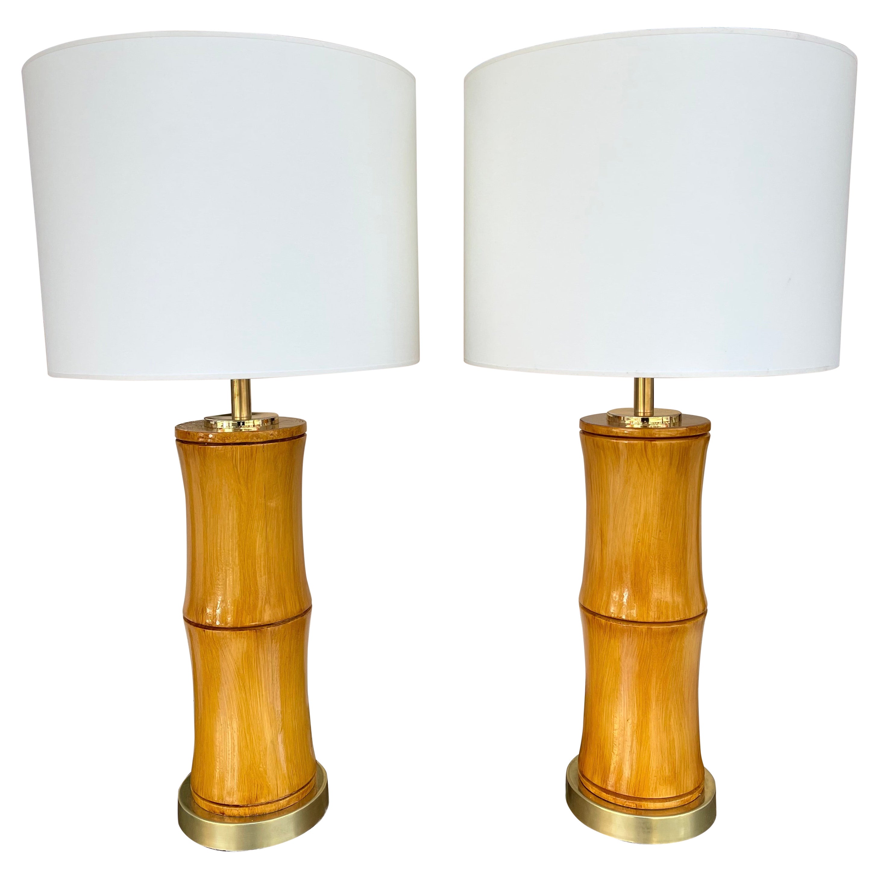Paire de lampes en bambou et laiton, Italie