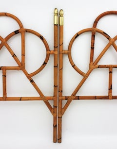 Pair of Bamboo and Brass Twin Headboards