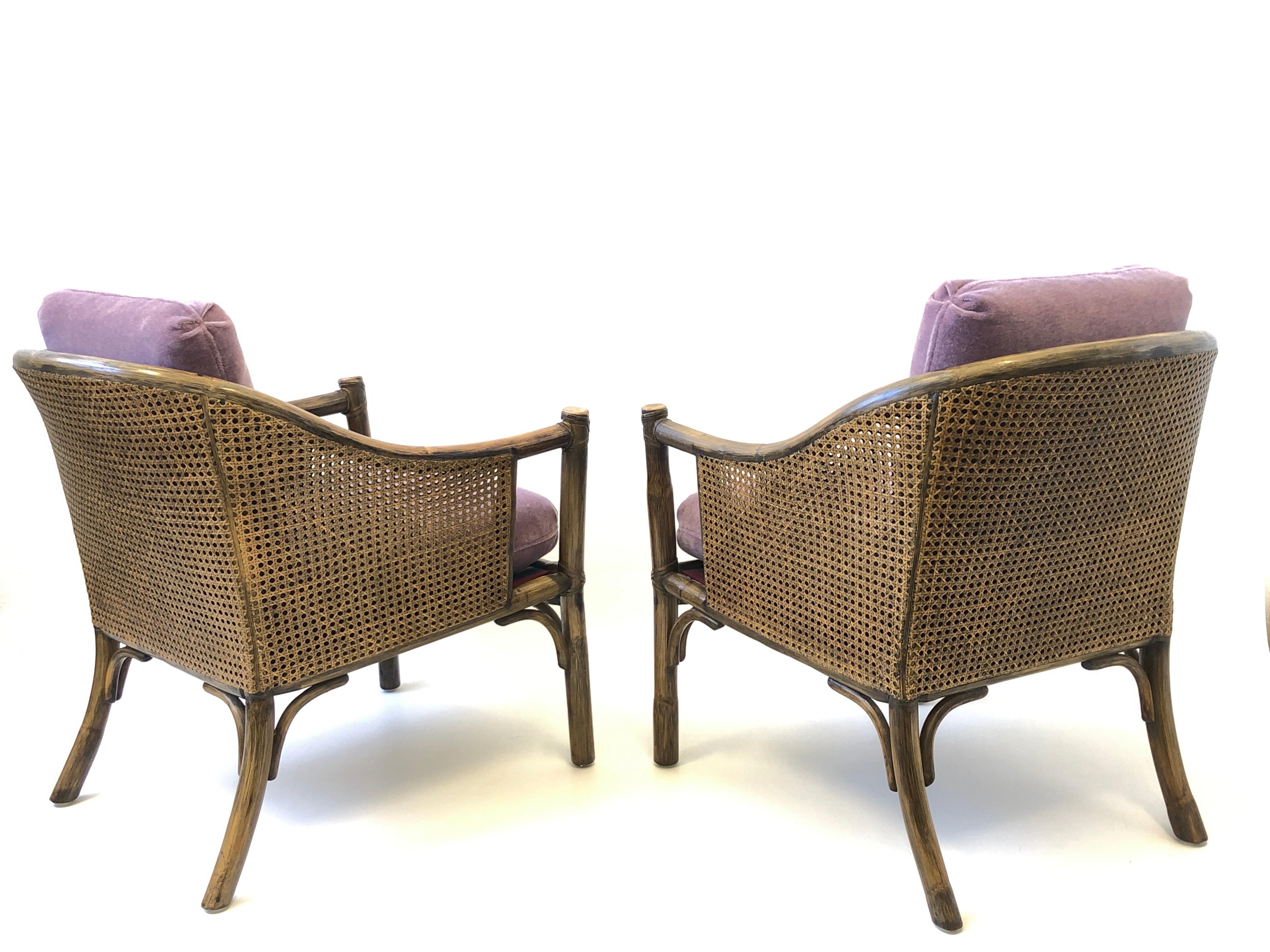 Late 20th Century Pair of Bamboo and Cane Lounge Chairs by McGuire