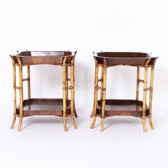 Pair of Bamboo and Coconut Stands or Tables