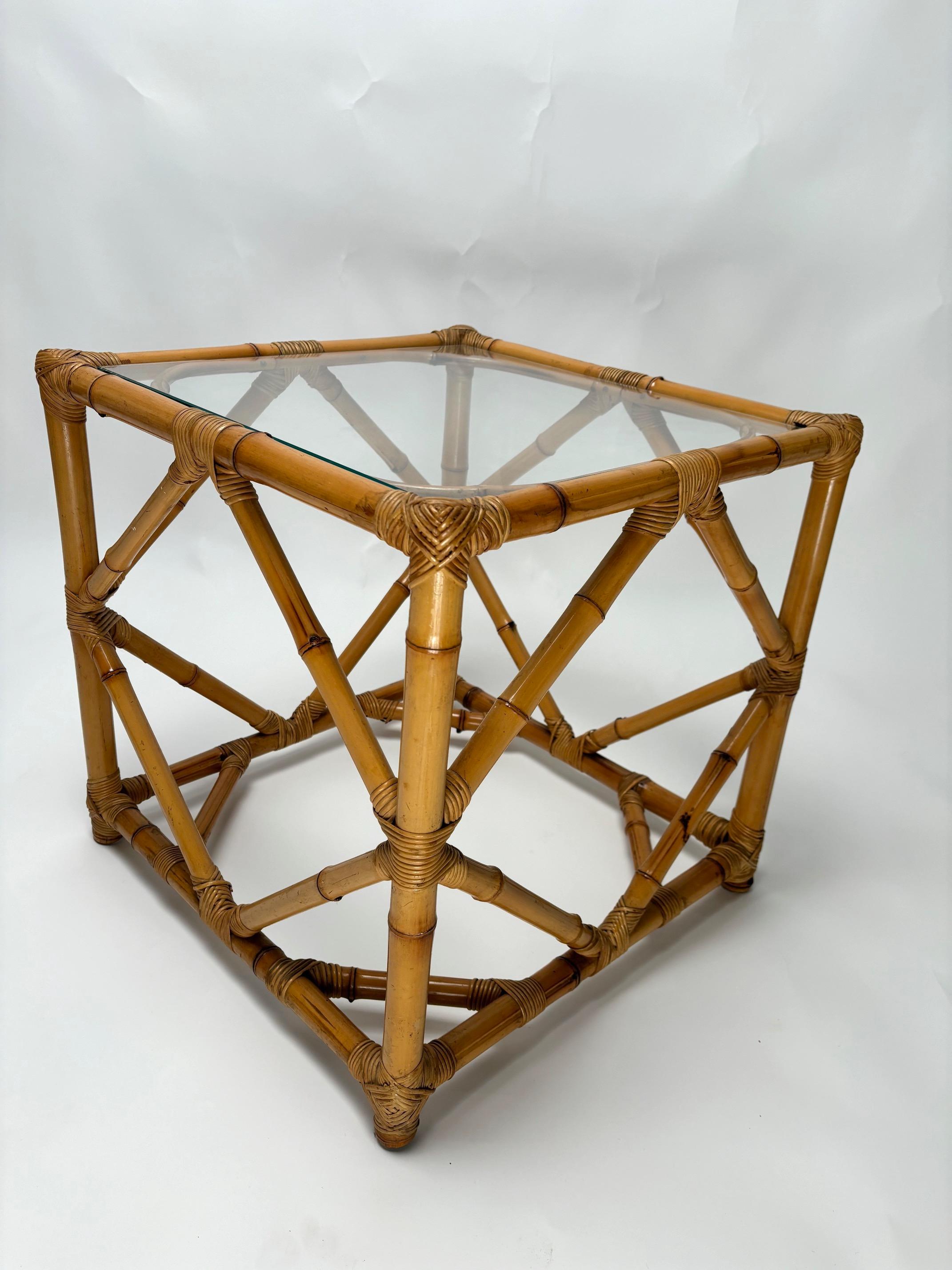 Pair of Bamboo and Glass Nightstands by Vivai del Sud, Italy, 1970s For Sale 5