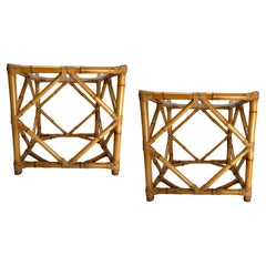 Paire de tables de nuit en bambou et verre de Vivai del Sud, Italie, 1970