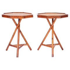 Pair of Bamboo and Grasscloth Tables 
