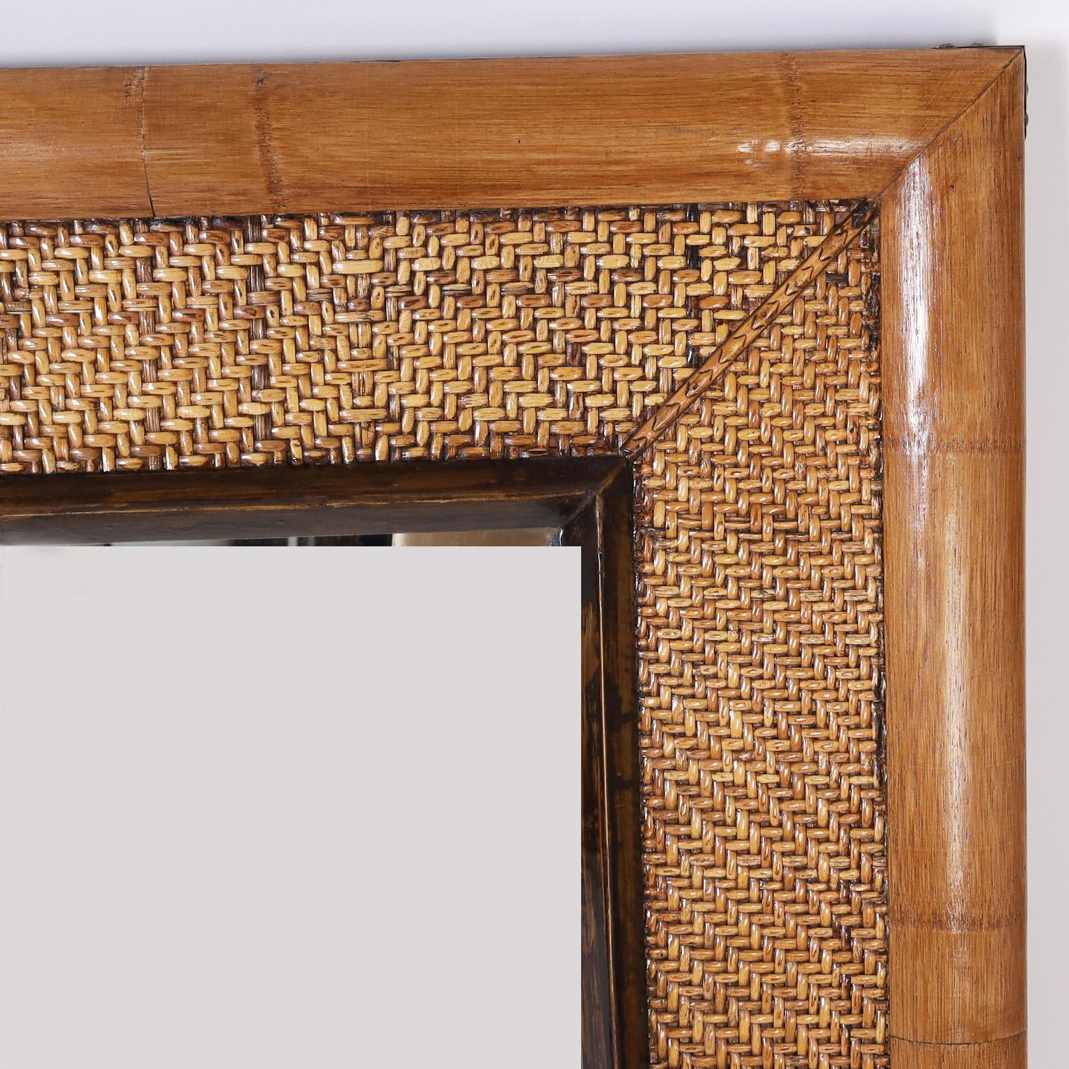 Philippine Pair of Bamboo and Grasscloth Wall Mirrors