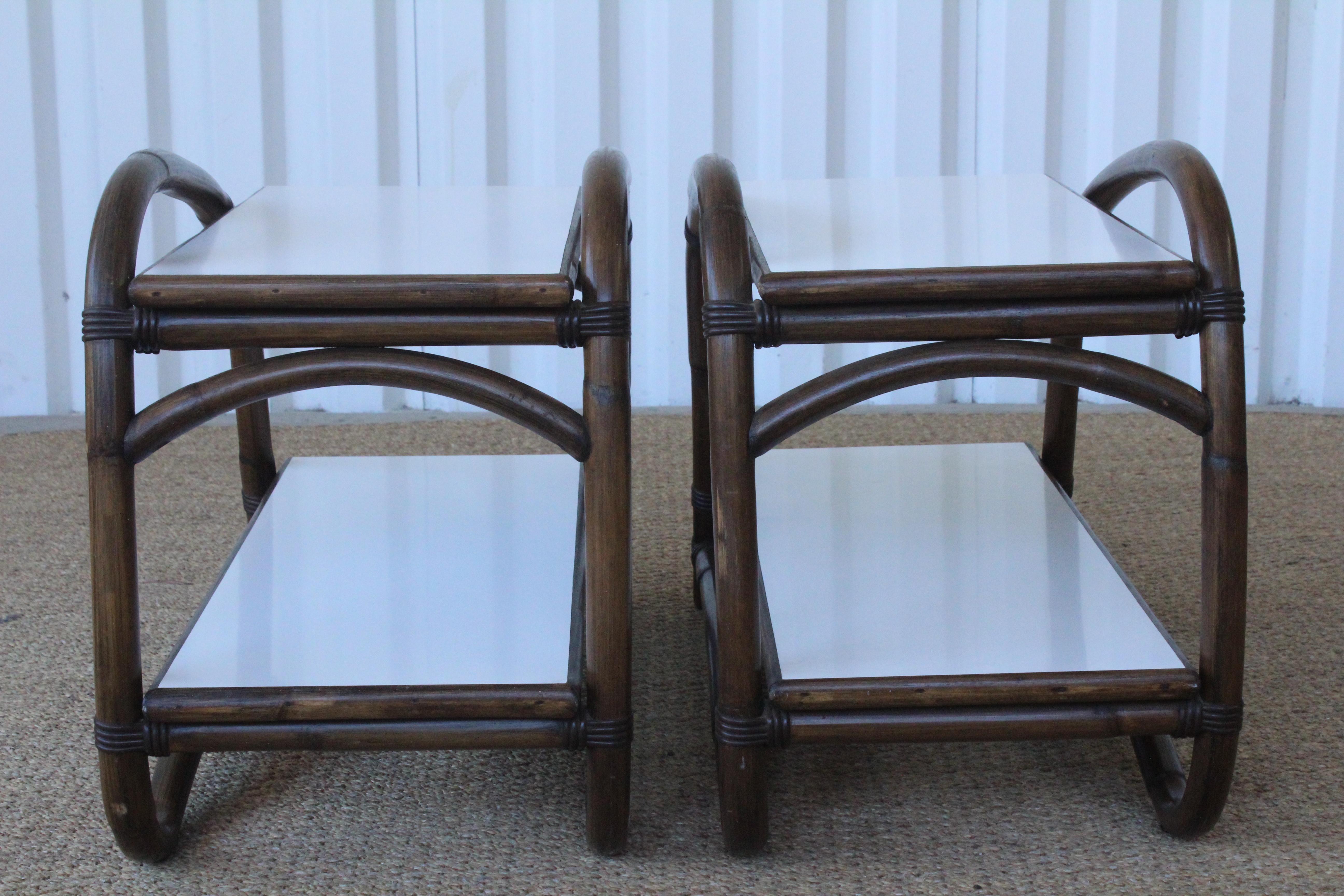 Pair of Bamboo and Laminate End Tables, U.S.A, 1950s 9