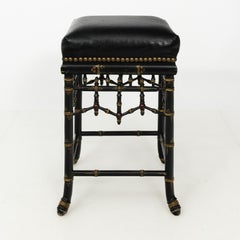 Pair of Bamboo and Leather Bar Stools