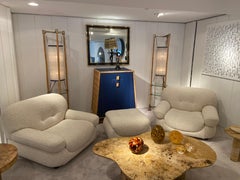 Pair of bamboo and leather floor lamps by Ronald Cecil Sportes