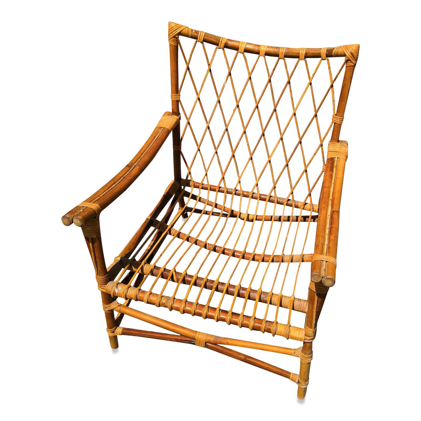 Pair of Bamboo and Rattan Armchairs, France, 1960s 2