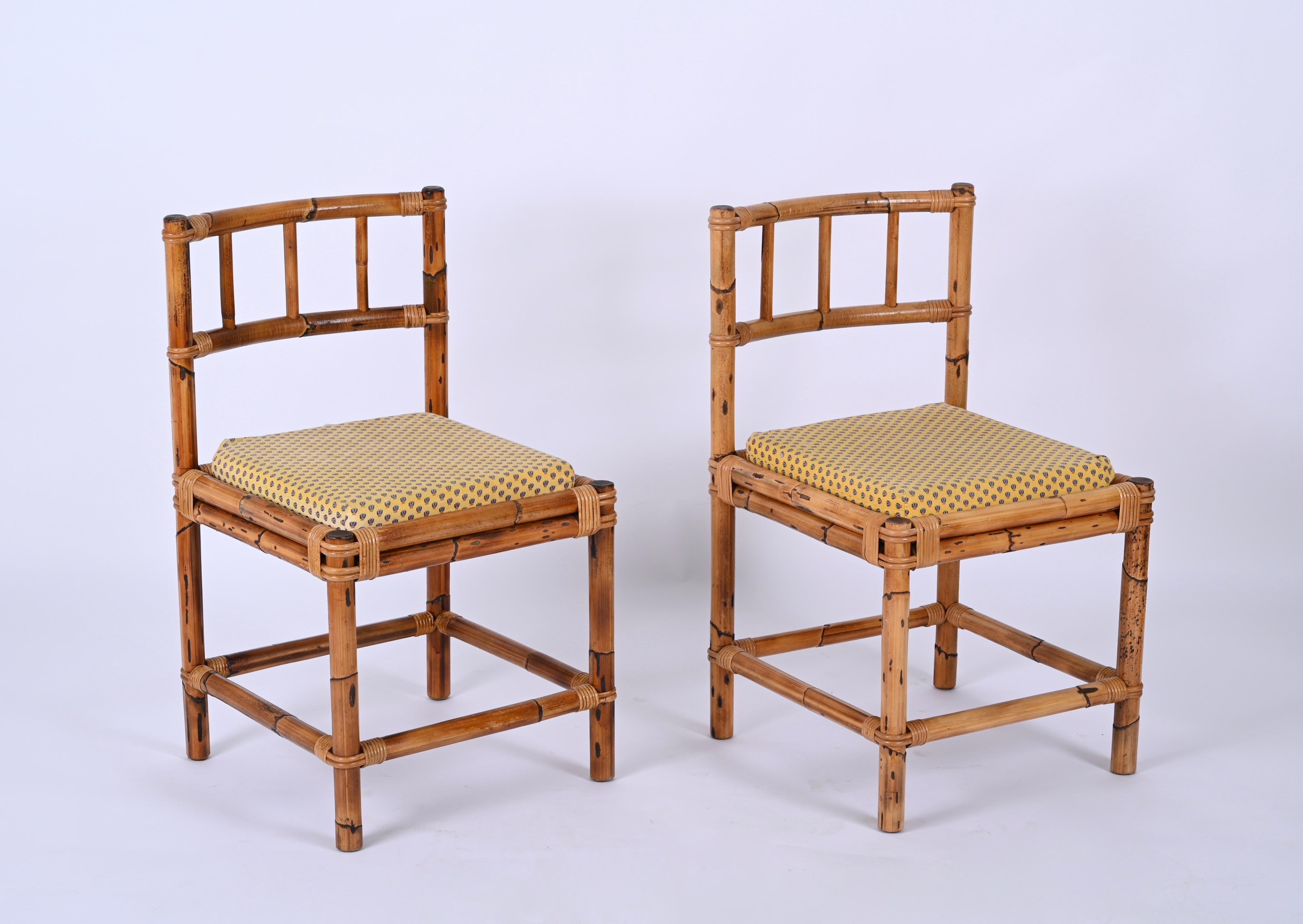 Pair of Bamboo and Rattan Chairs, Vivai Del Sud, Italy, 1970s 4