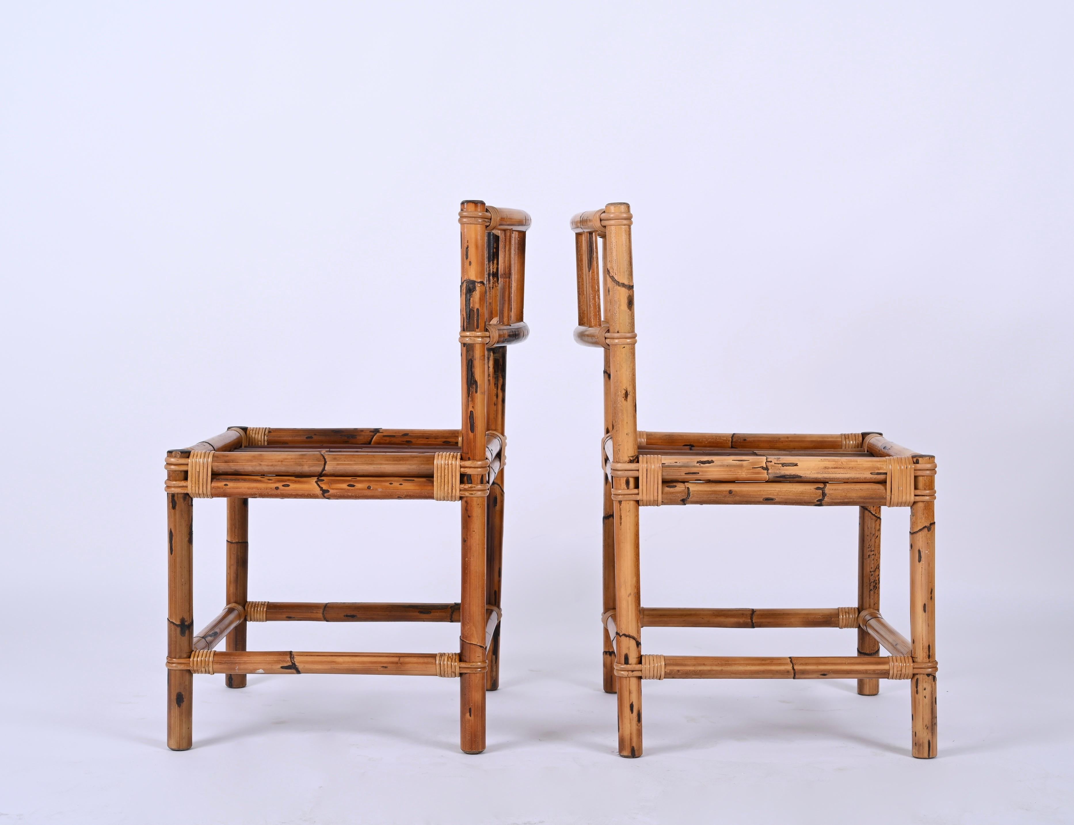 Pair of Bamboo and Rattan Chairs, Vivai Del Sud, Italy, 1970s 7