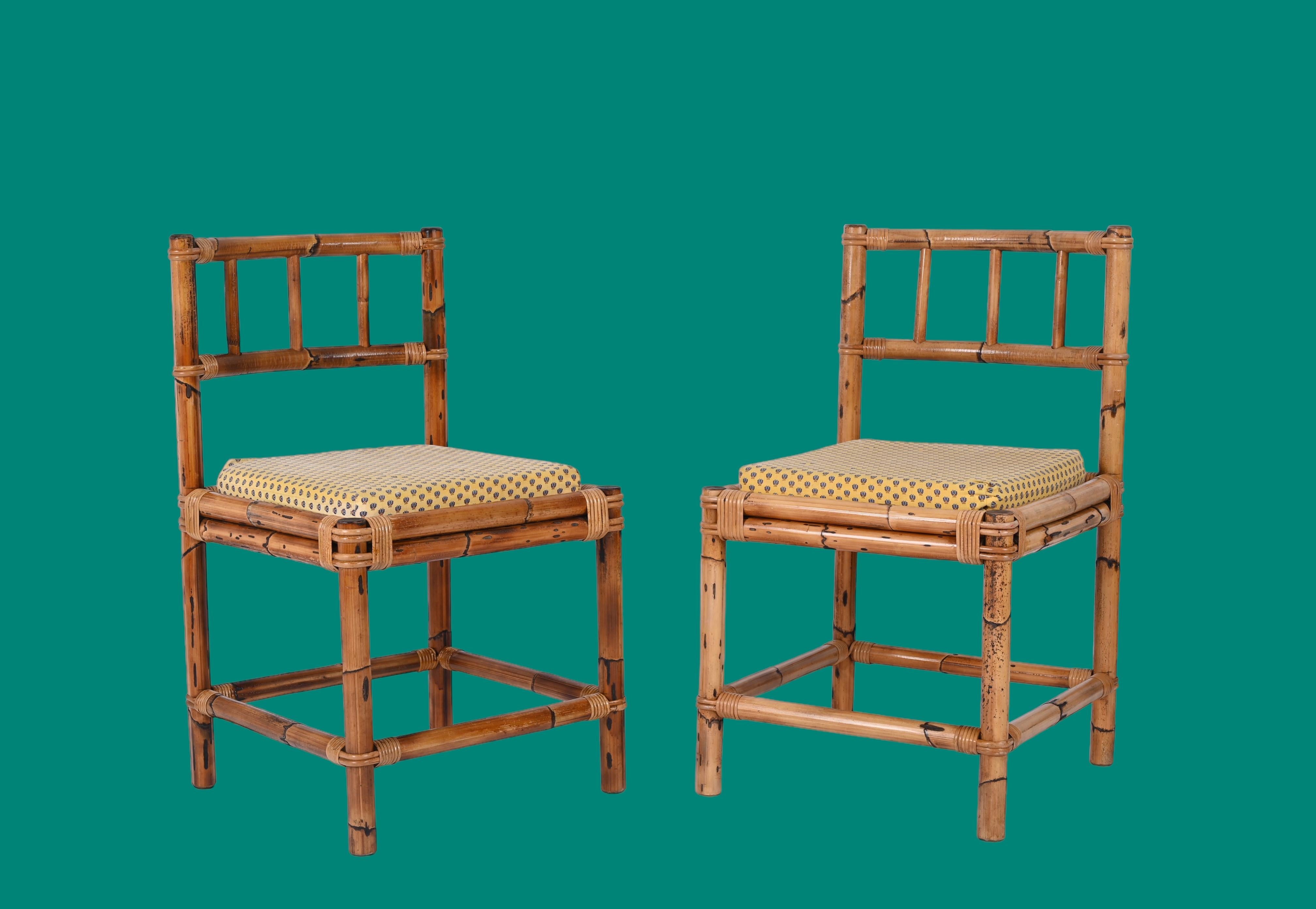 Pair of Bamboo and Rattan Chairs, Vivai Del Sud, Italy, 1970s 8