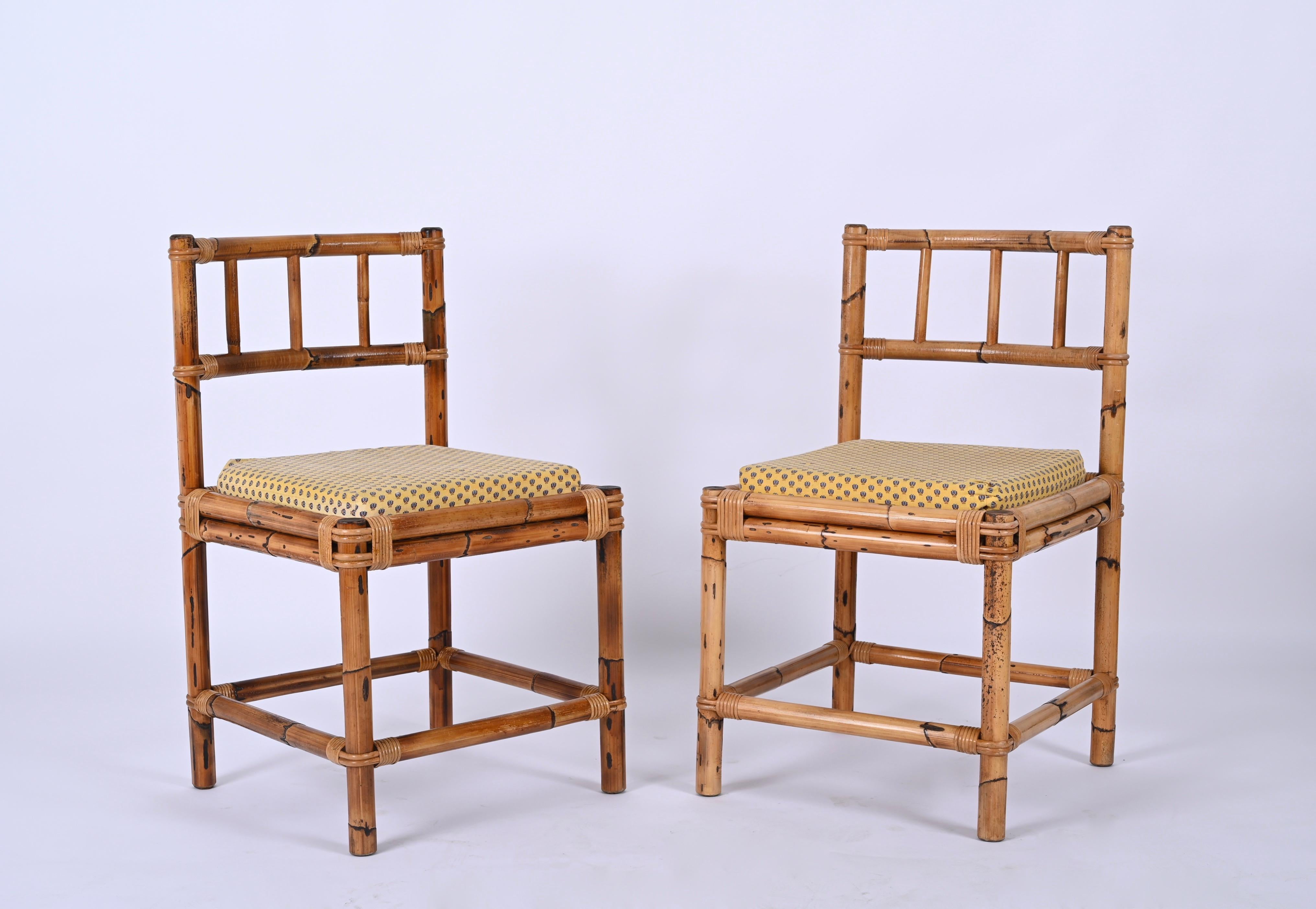 Pair of Bamboo and Rattan Chairs, Vivai Del Sud, Italy, 1970s 10