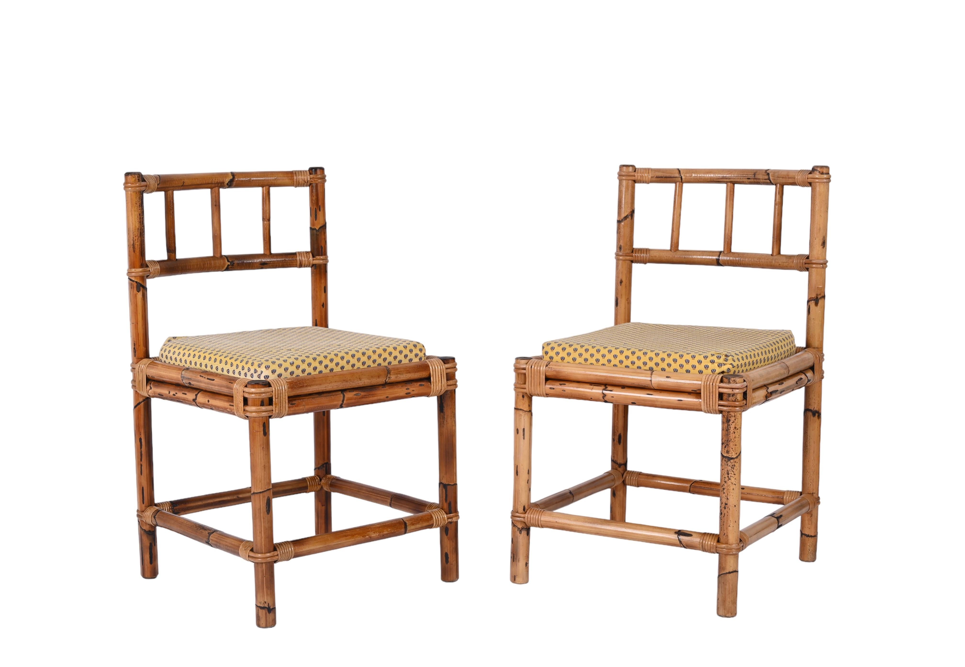 Pair of Bamboo and Rattan Chairs, Vivai Del Sud, Italy, 1970s 11