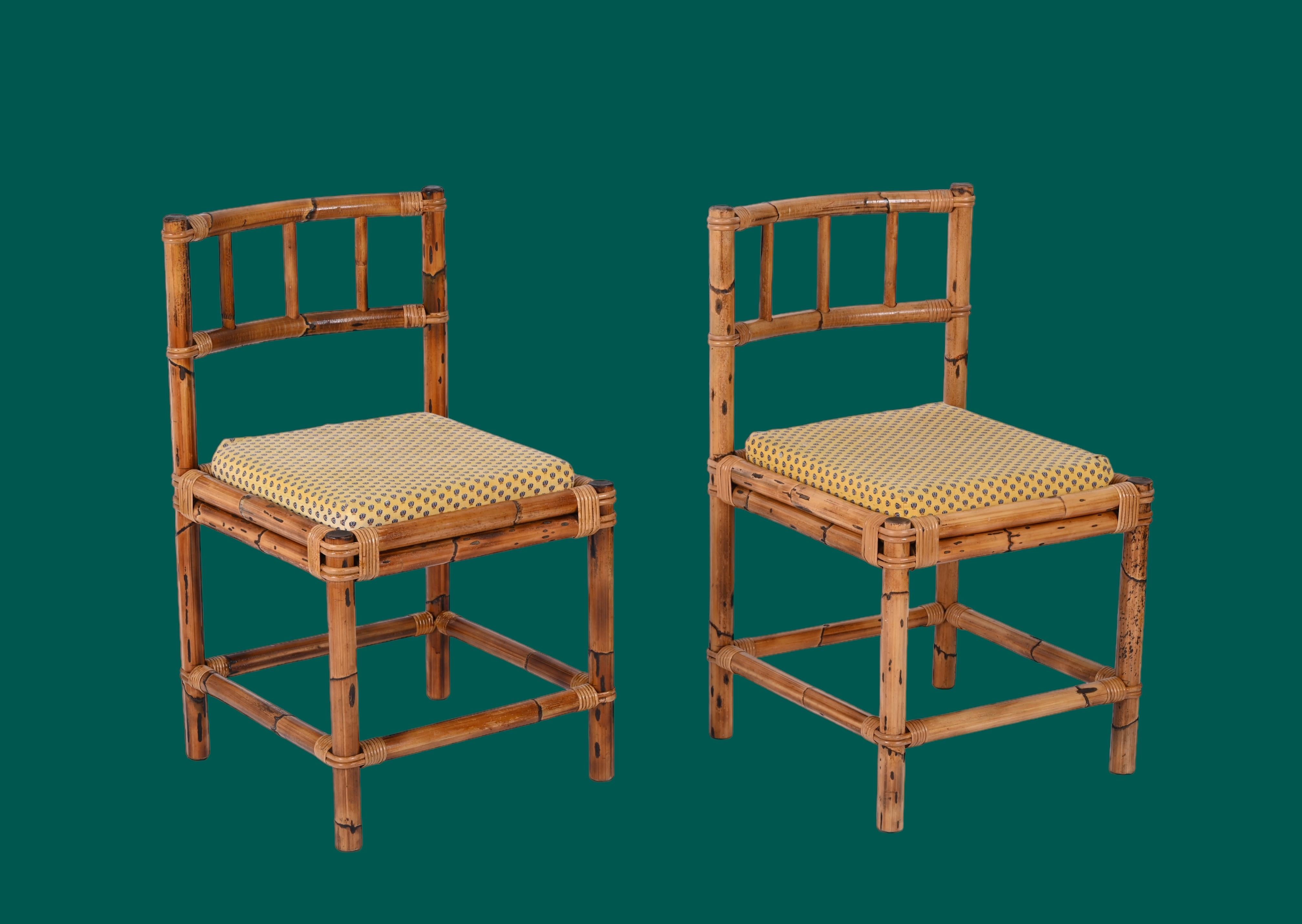Pair of Bamboo and Rattan Chairs, Vivai Del Sud, Italy, 1970s 12
