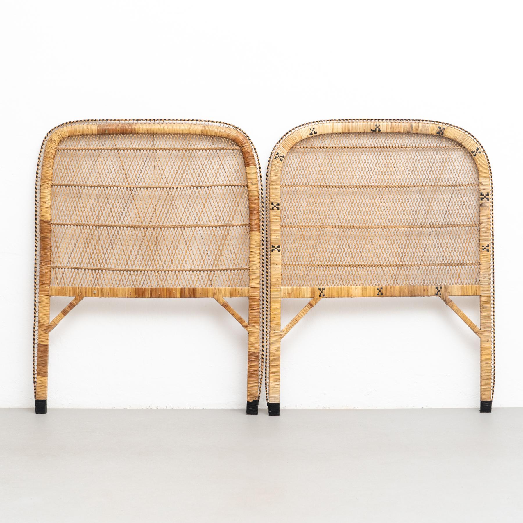 Mid-Century Modern Pair of Bamboo and Rattan Headboard Handcrafted Philippines, 1960 For Sale