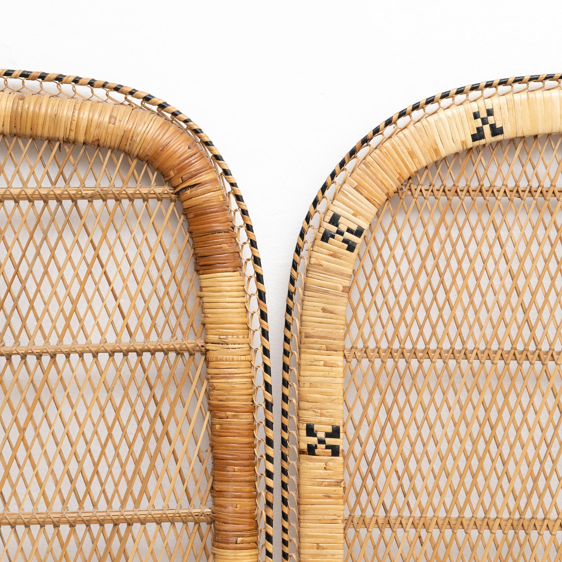 Pair of Bamboo and Rattan Headboard Handcrafted Philippines, 1960 For Sale 2