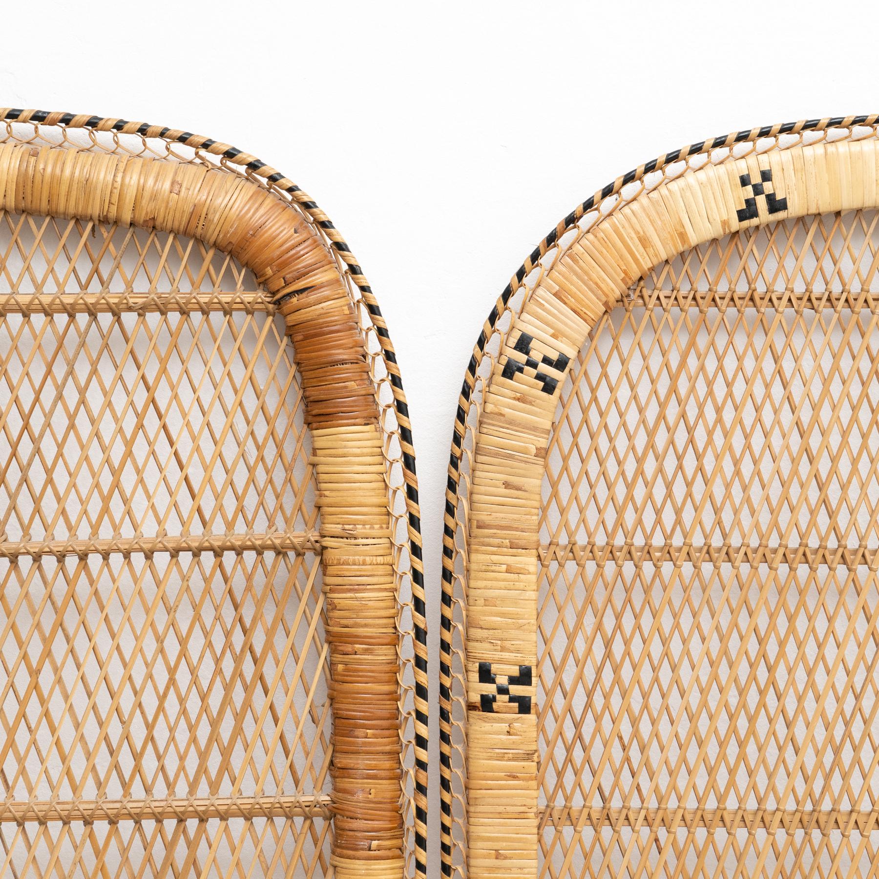 Pair of Bamboo and Rattan Headboard Handcrafted Philippines, 1960 In Good Condition For Sale In Barcelona, Barcelona