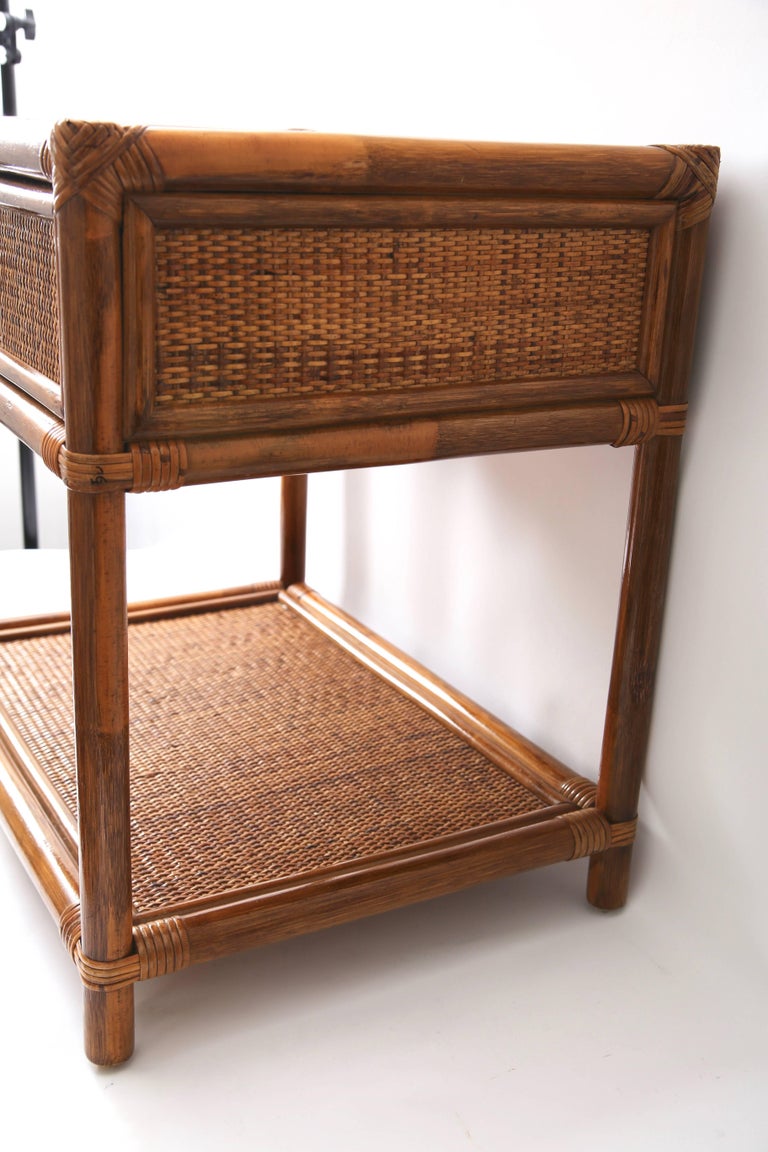 Pair of Bamboo and Rattan Nightstand, Side Tables at 1stDibs