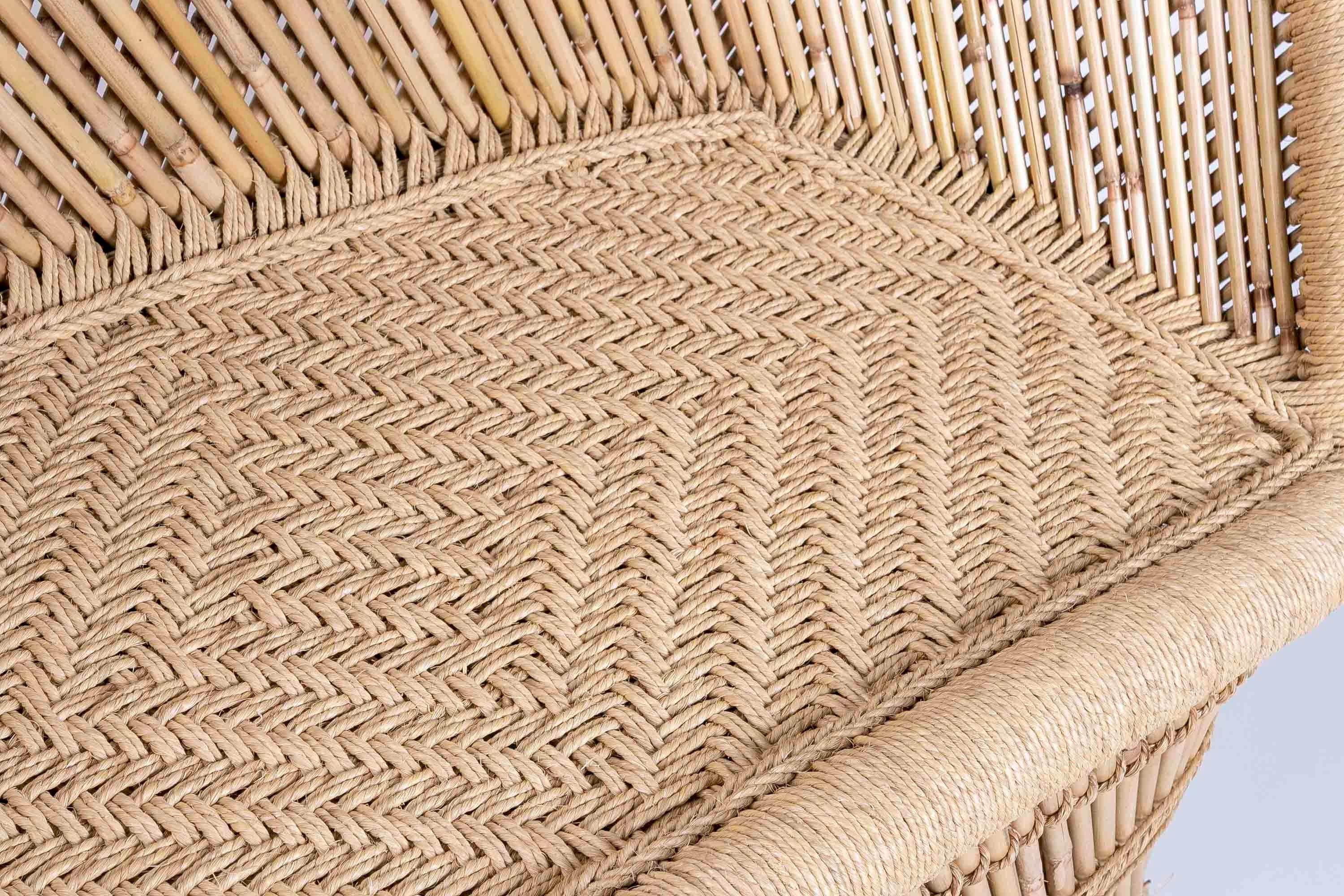 Pair of Bamboo and Rope Hand-Stiched  Sofas For Sale 5