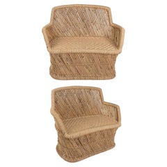 Pair of Bamboo and Rope Hand-Stiched  Sofas