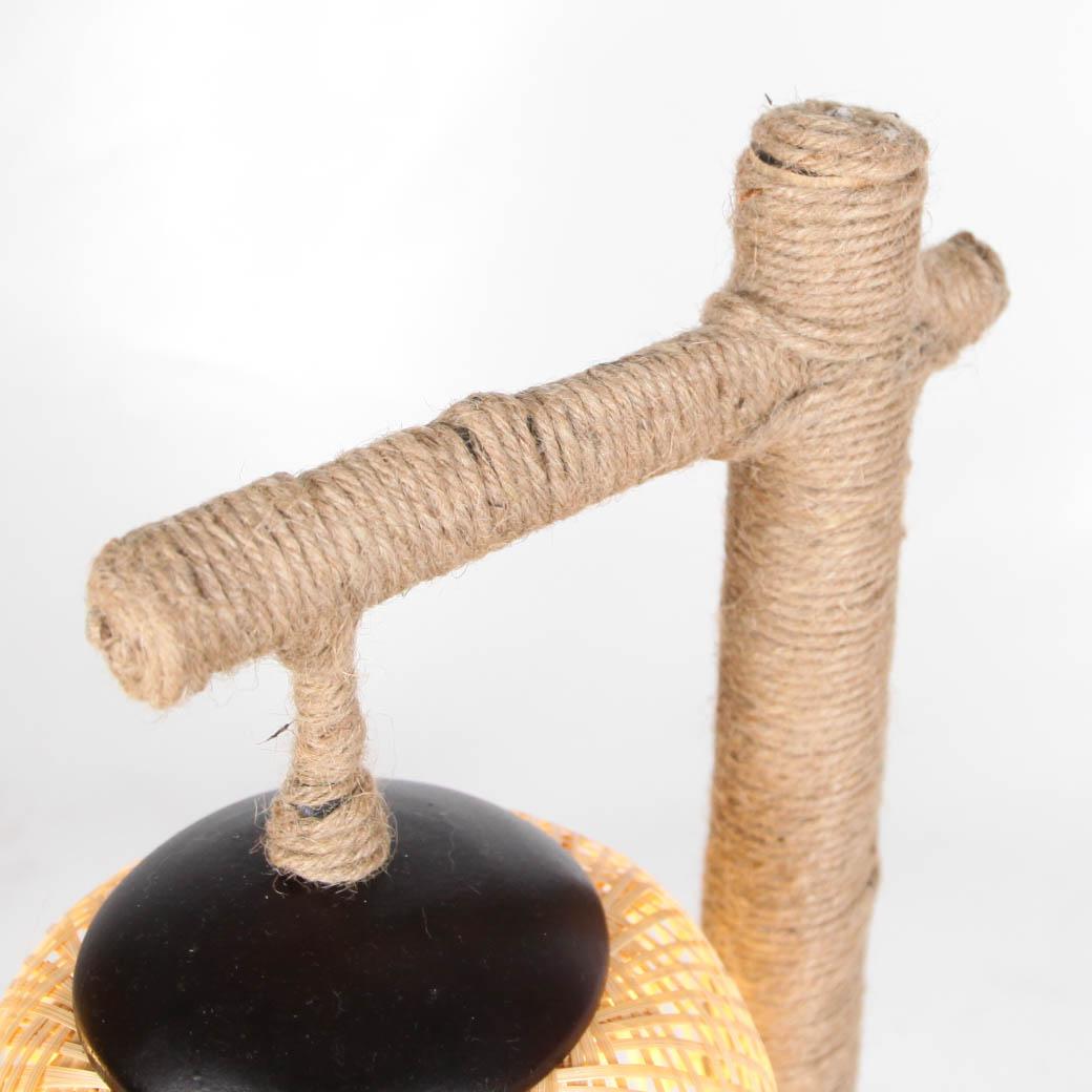 Contemporary Pair of Bamboo and Rope Table Lamps For Sale