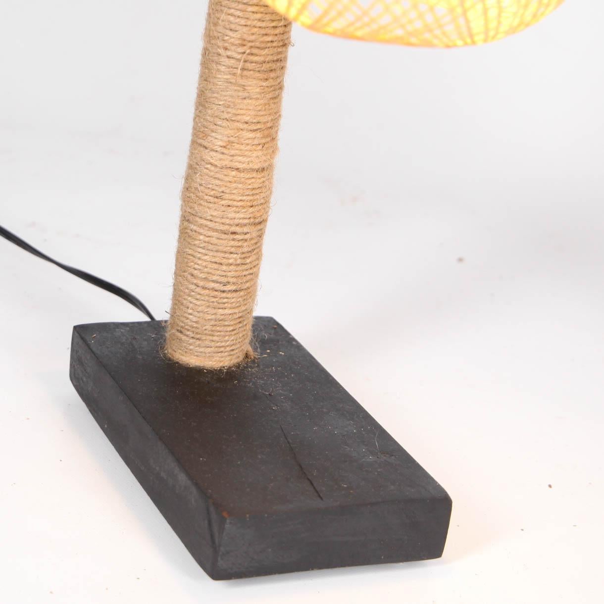 Pair of Bamboo and Rope Table Lamps For Sale 1