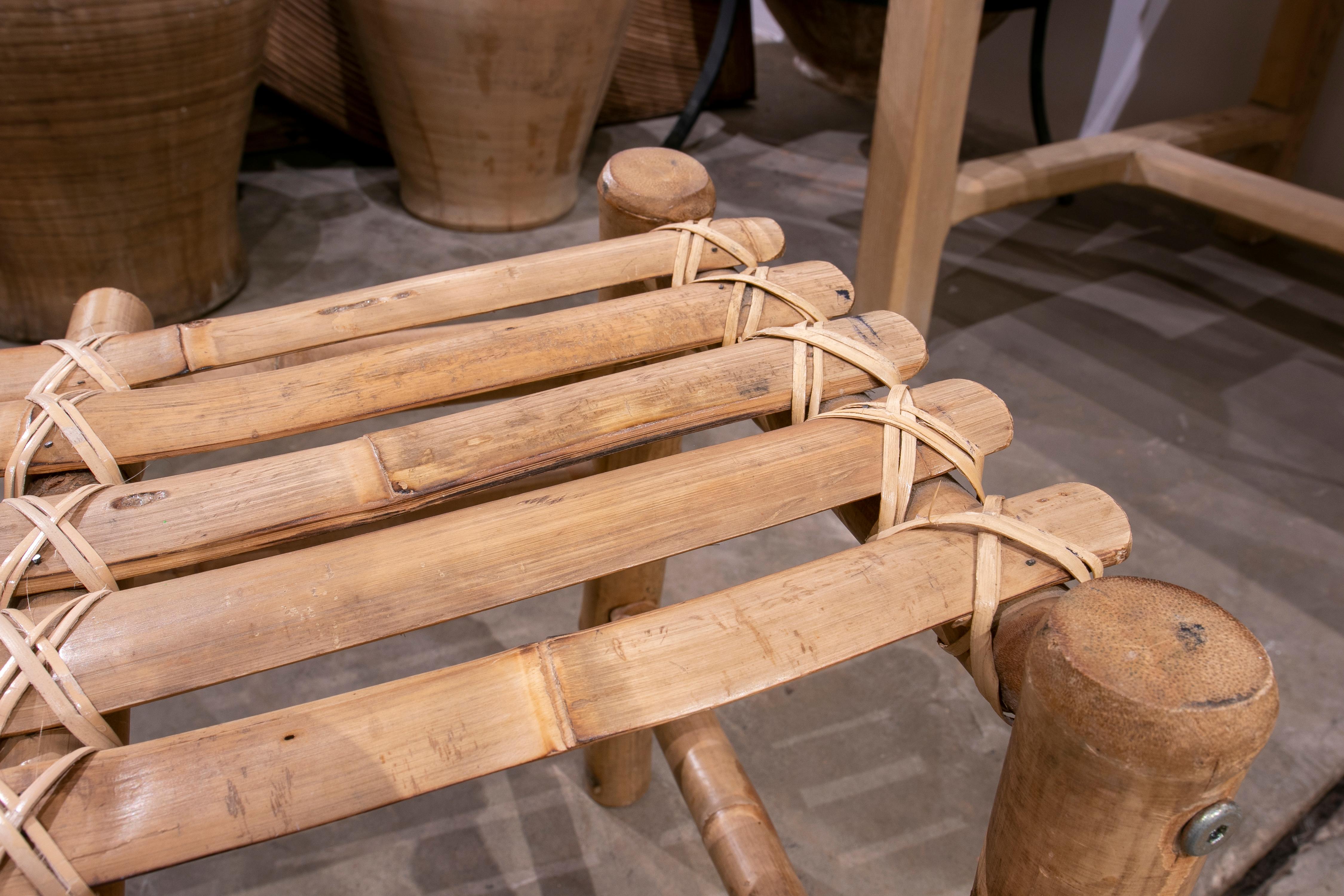 Pair of Bamboo and Wicker Benches 7