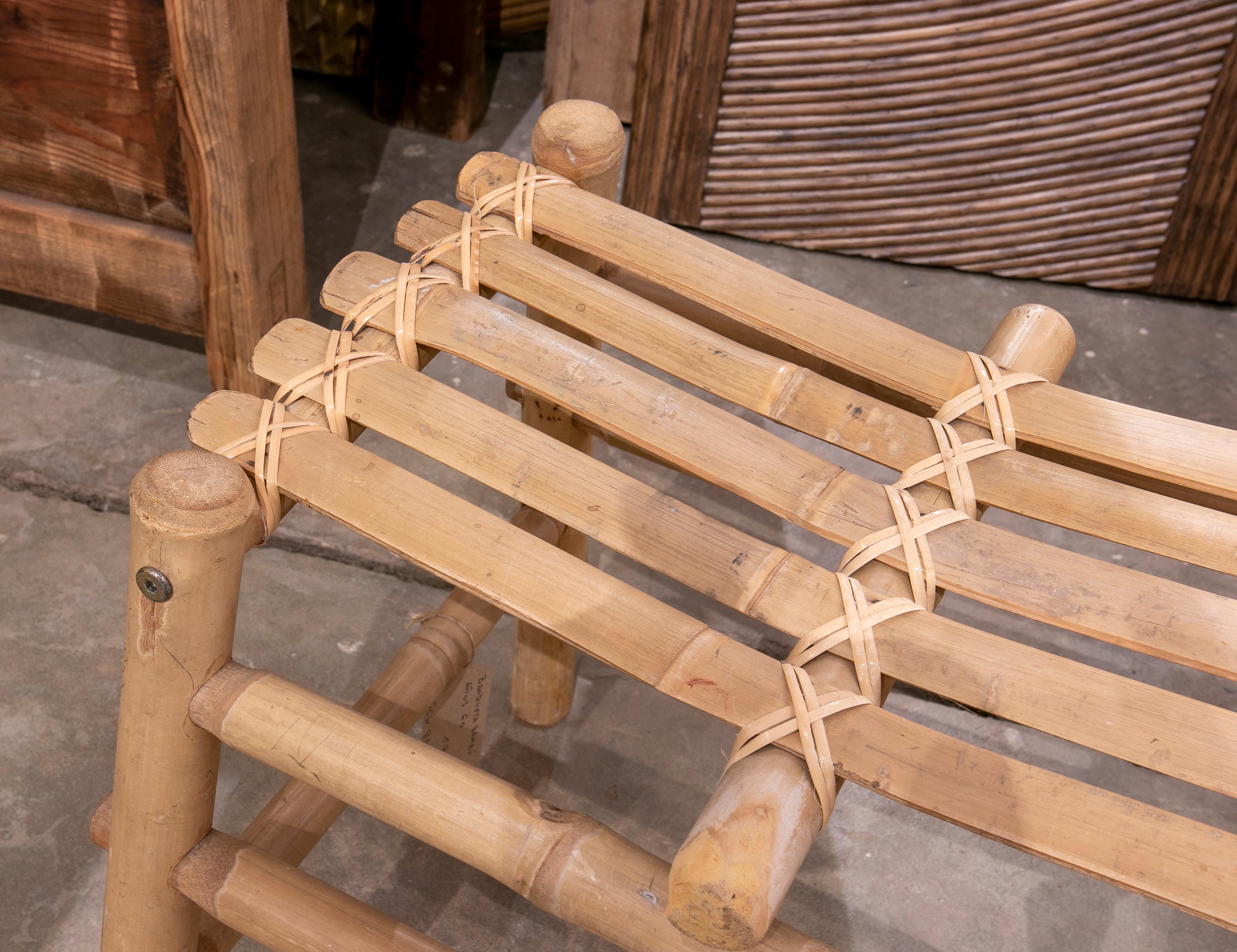 Pair of Bamboo and Wicker Benches In Good Condition In Marbella, ES