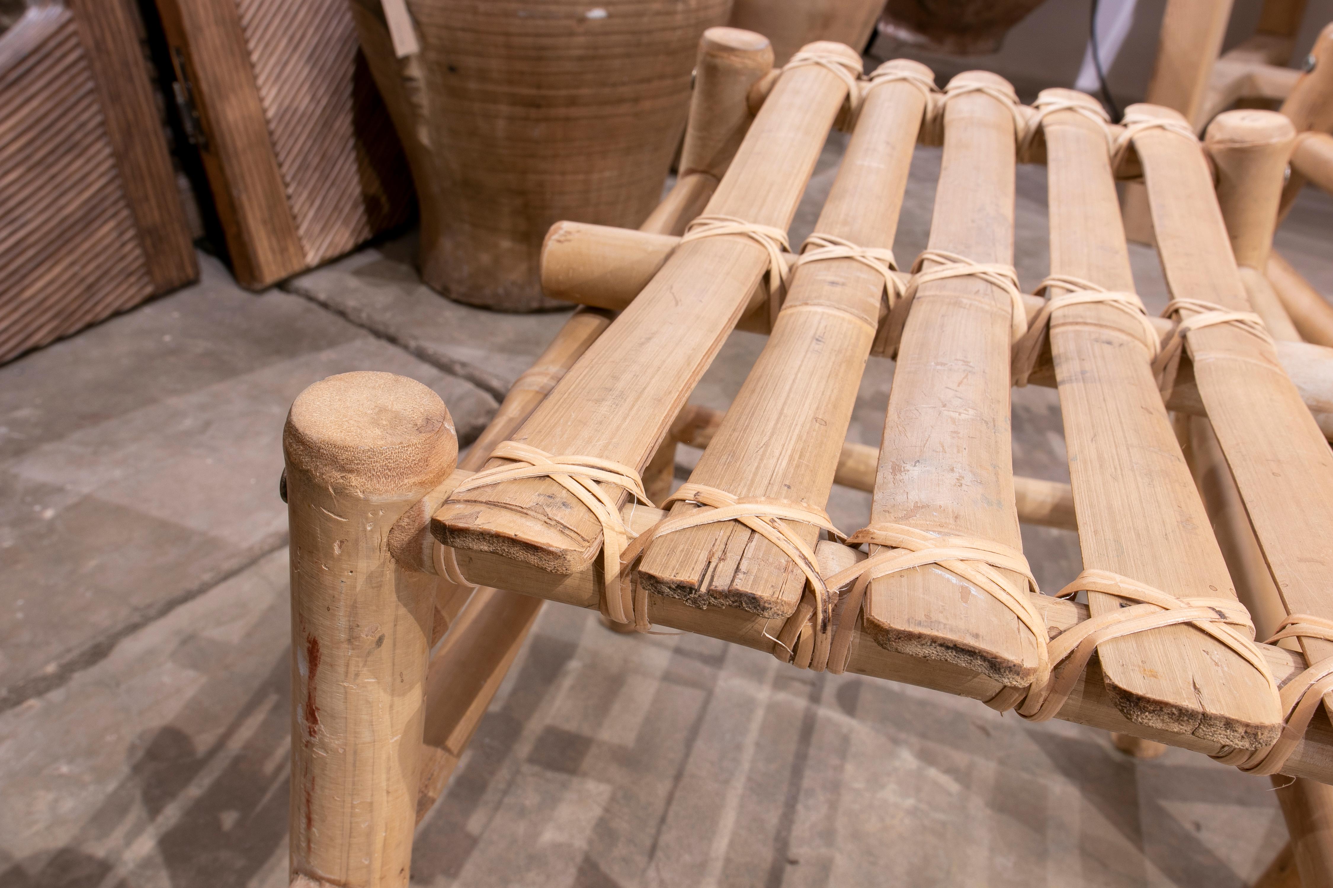 Pair of Bamboo and Wicker Benches 3